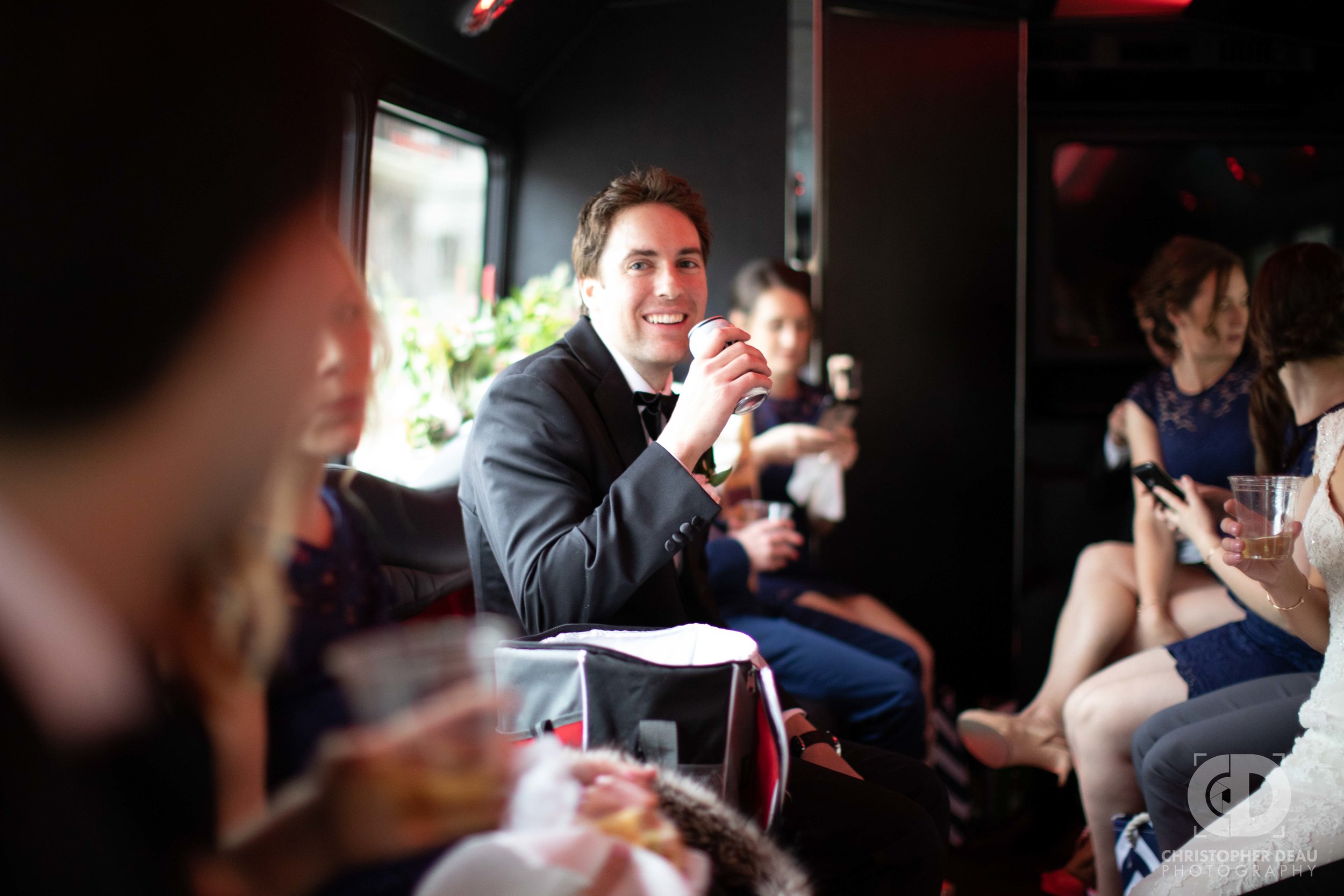  Groom on the party bus 