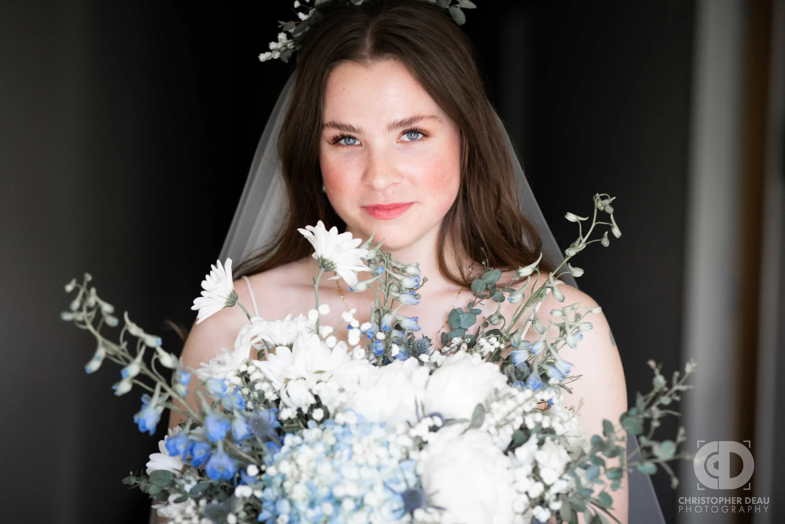 bride with her bouquet
