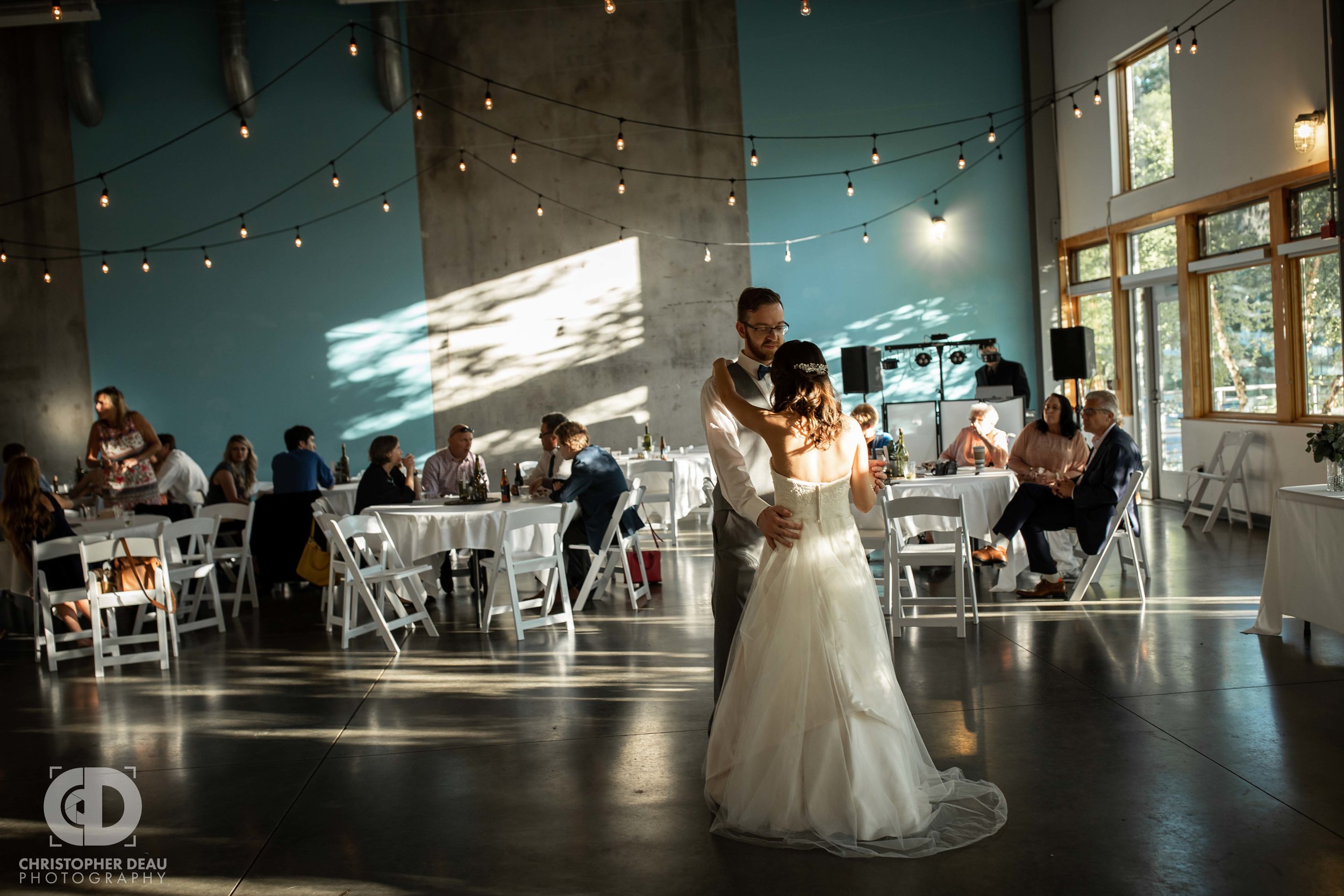  First Dance in dramatic lighting at the Girl Scouts Heart of Michigan in Kalamazoo 