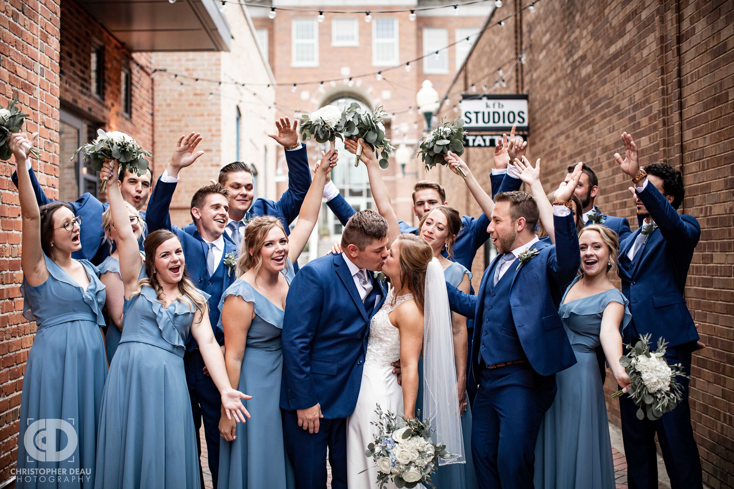  Kalamazoo Mall wedding party bride and groom 