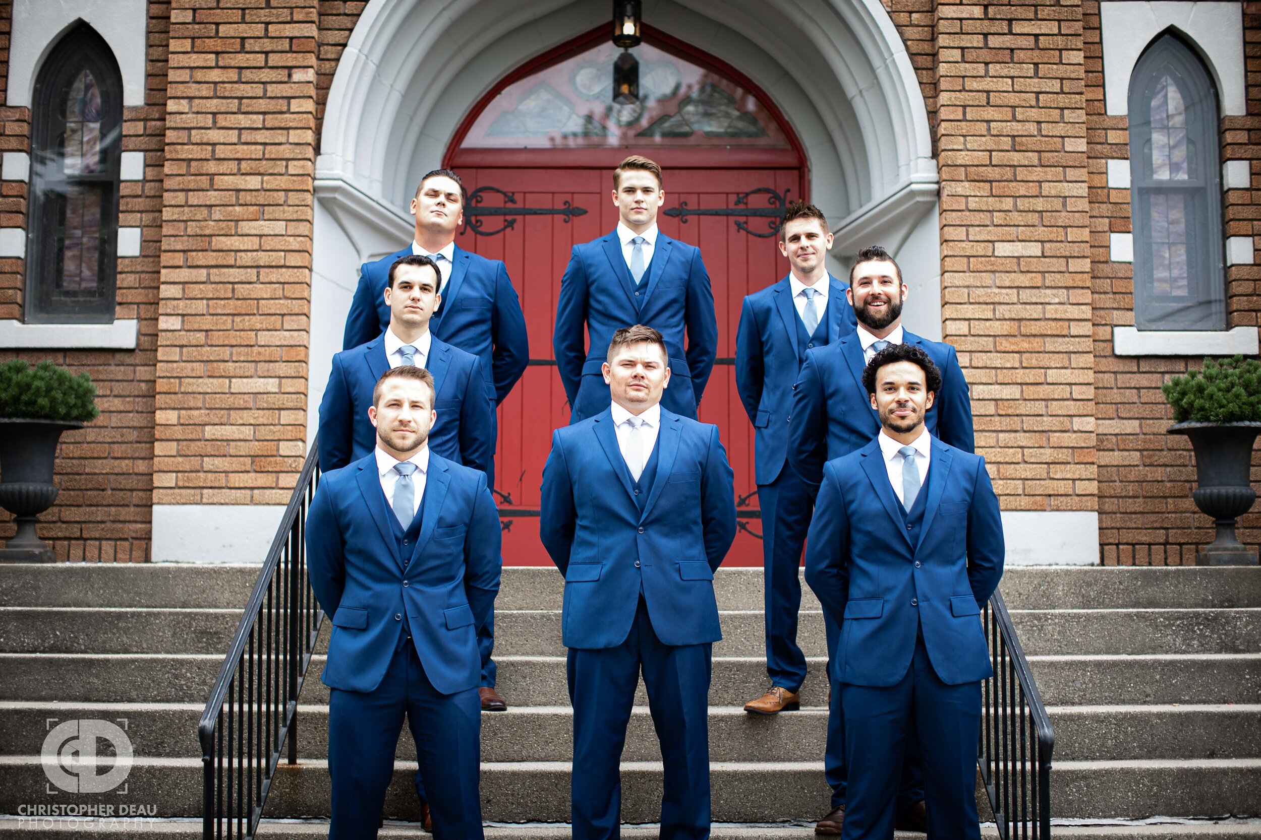  groomsmen before the ceremony at Trinity Lutheran Church in Kalamazoo 