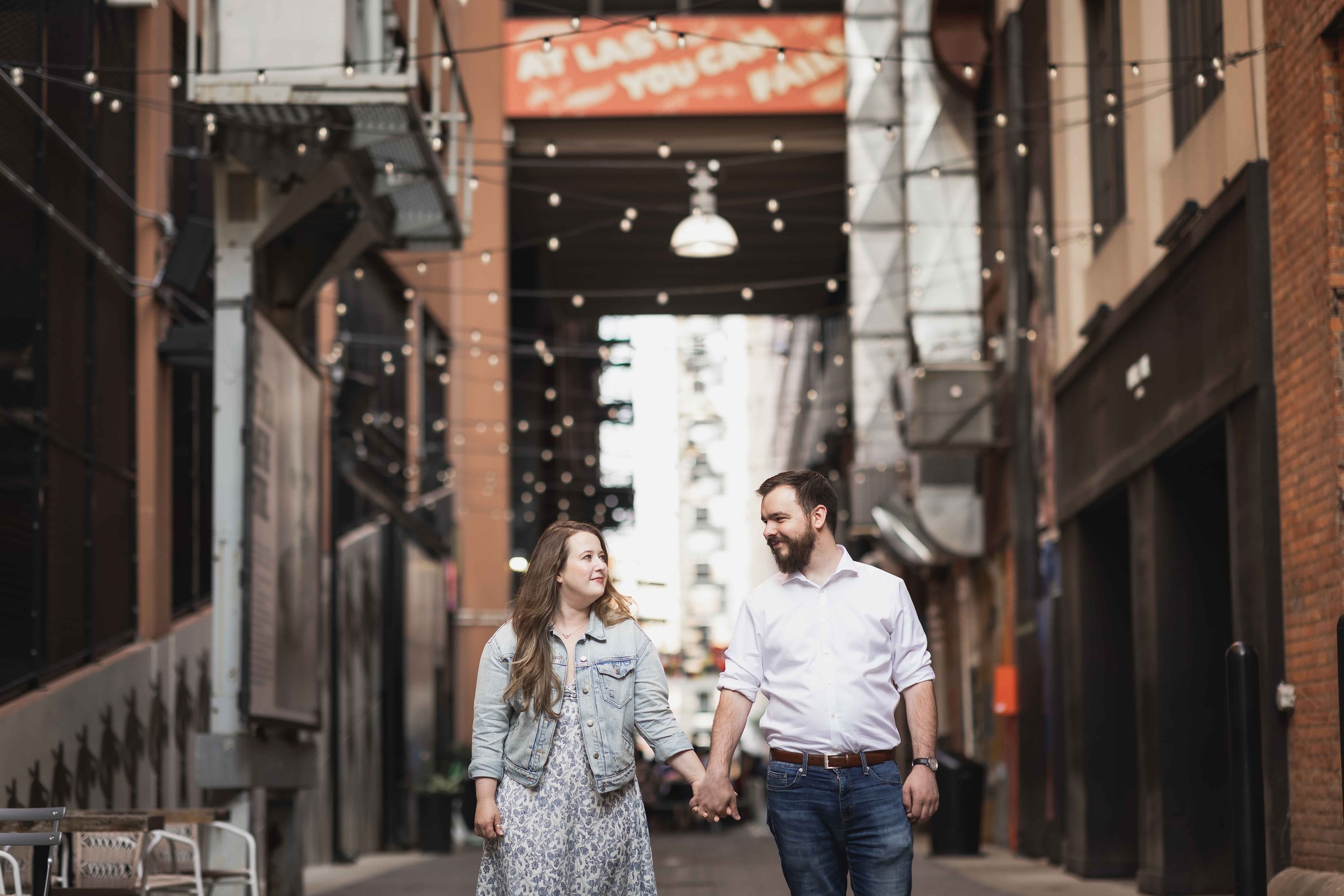  walking belt alley engagement photography 