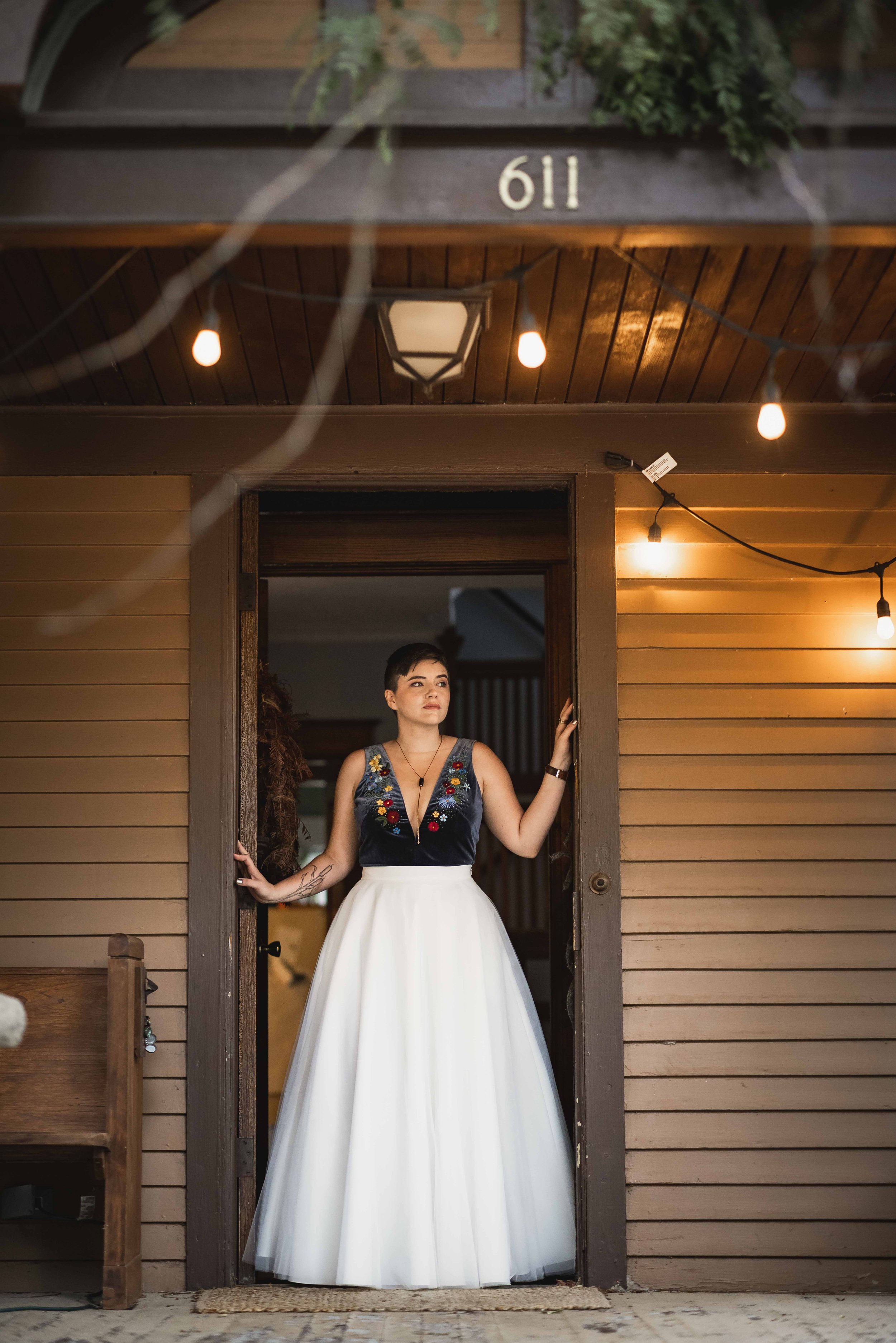  bride standing in doorway 