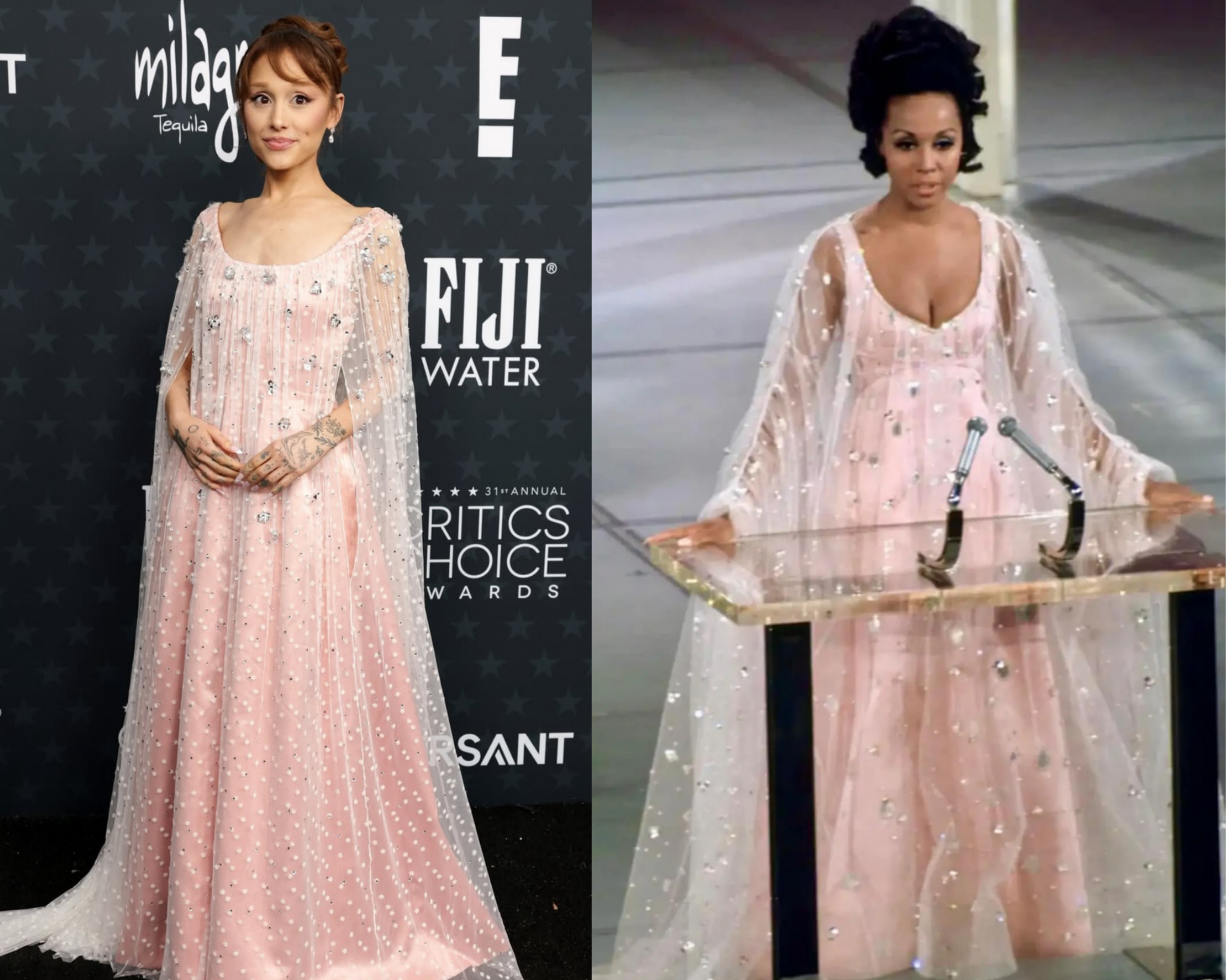 Ariana Grande Honors Diahann Carroll at the Critics Choice Awards in a Custom Alberta Ferretti Gown