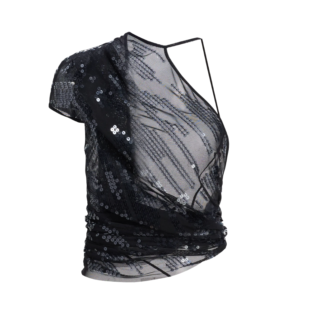 Rick Owens  Tungsten Sheer Sequined Top