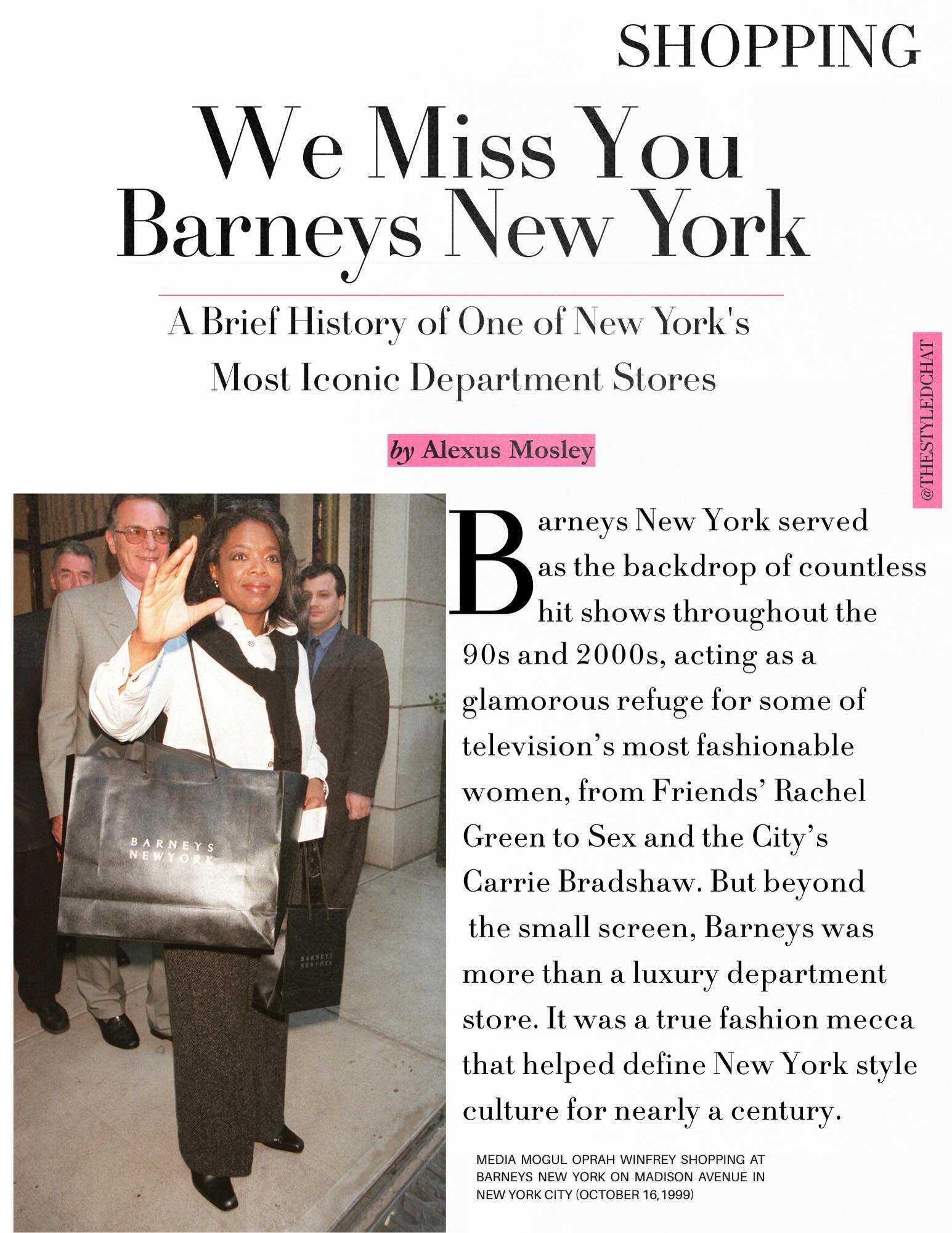 Nothing felt more glamorous than shopping at Barneys New York. From Carrie Bradshaw and Rachel Green to fashion editors, socialites, and downtown It Girls, Barneys helped define an entire era of New York style culture. ✨

Link in bio for full article