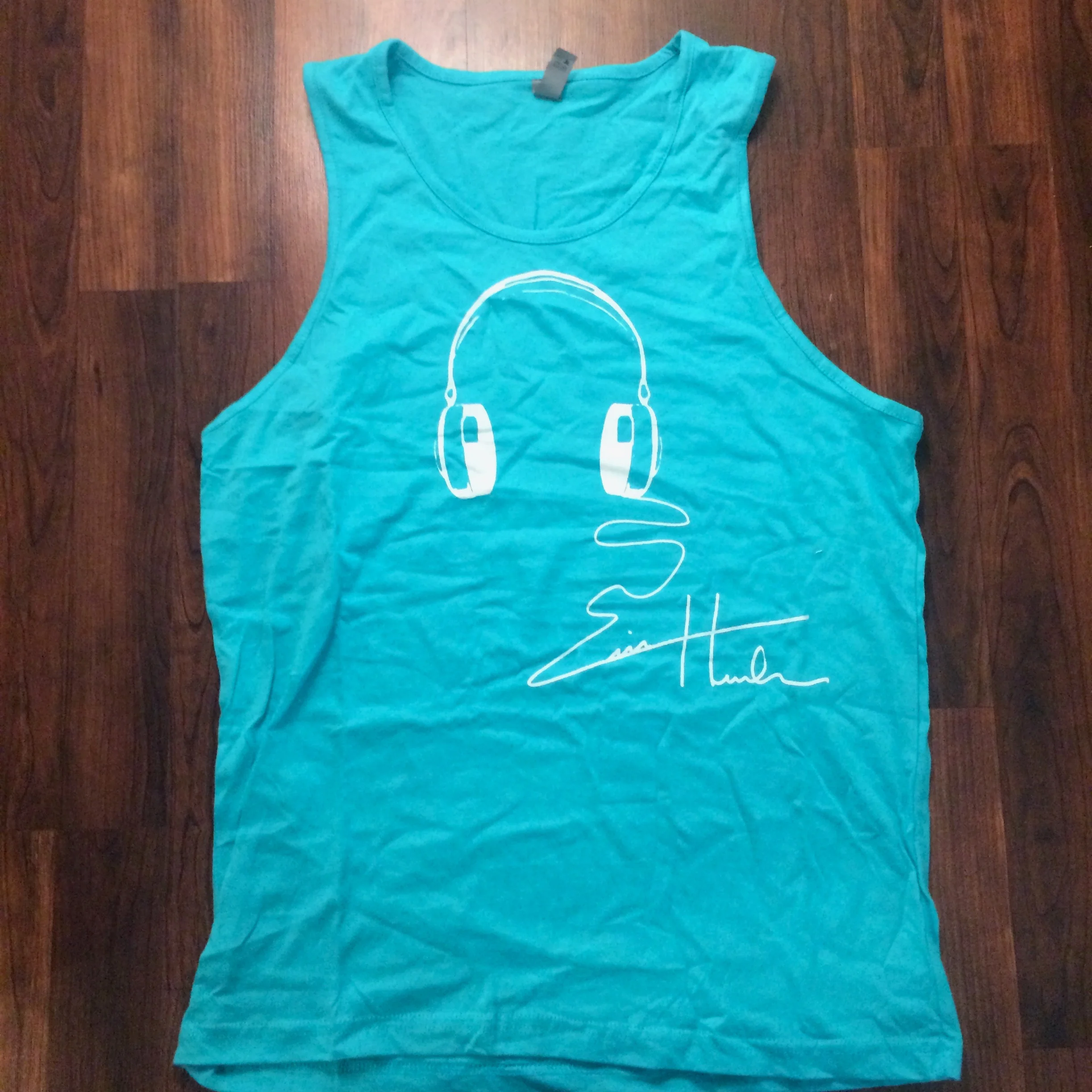 Tahiti Blue & White Headphones Signature tank top