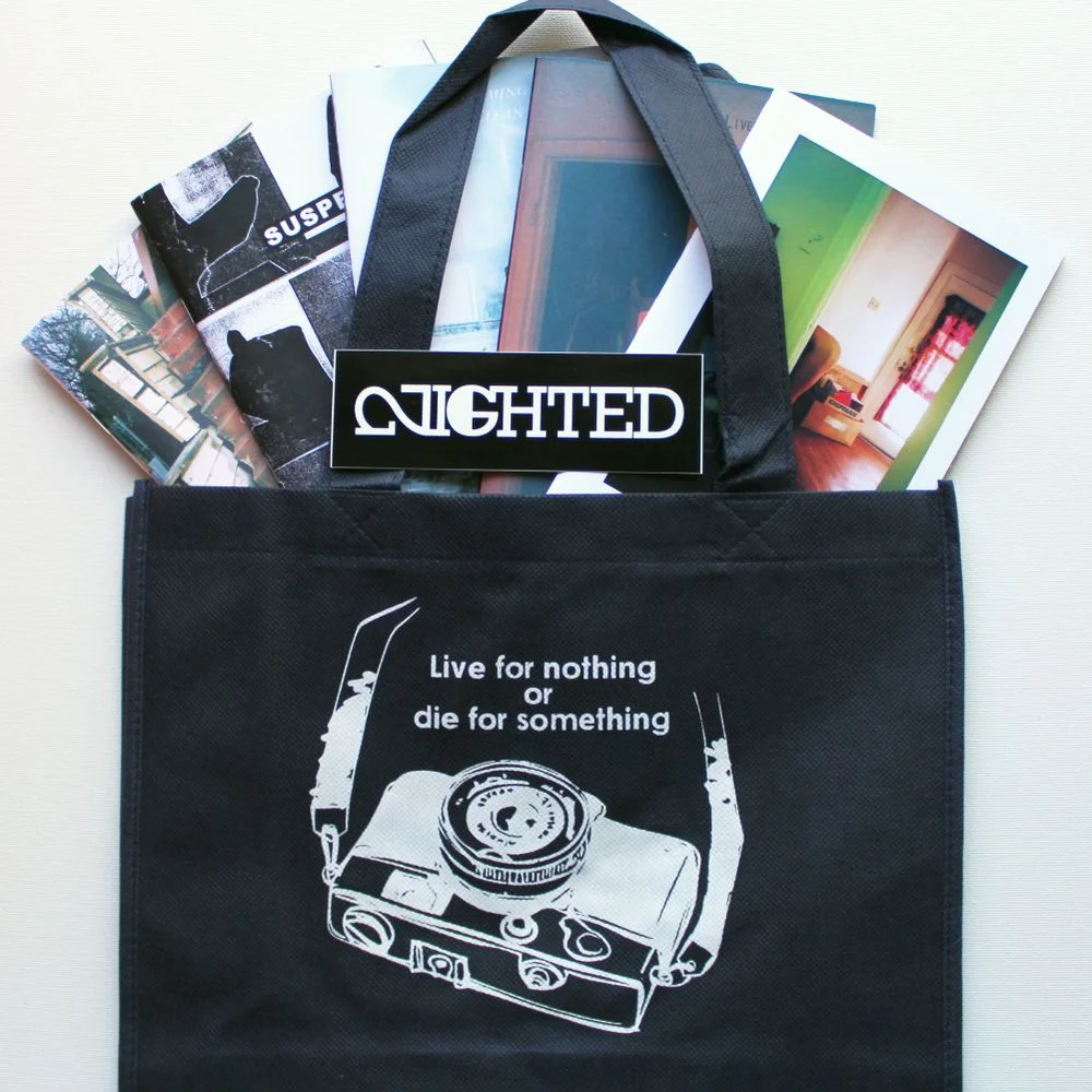 Zine 5-Sack Five randomly selected zines (current, out of print and unreleased!), plus stickers and more in a “live for nothing or die for something” tote bag.
Limited to 15 packs, up now at NIGHTED.Storenvy.com