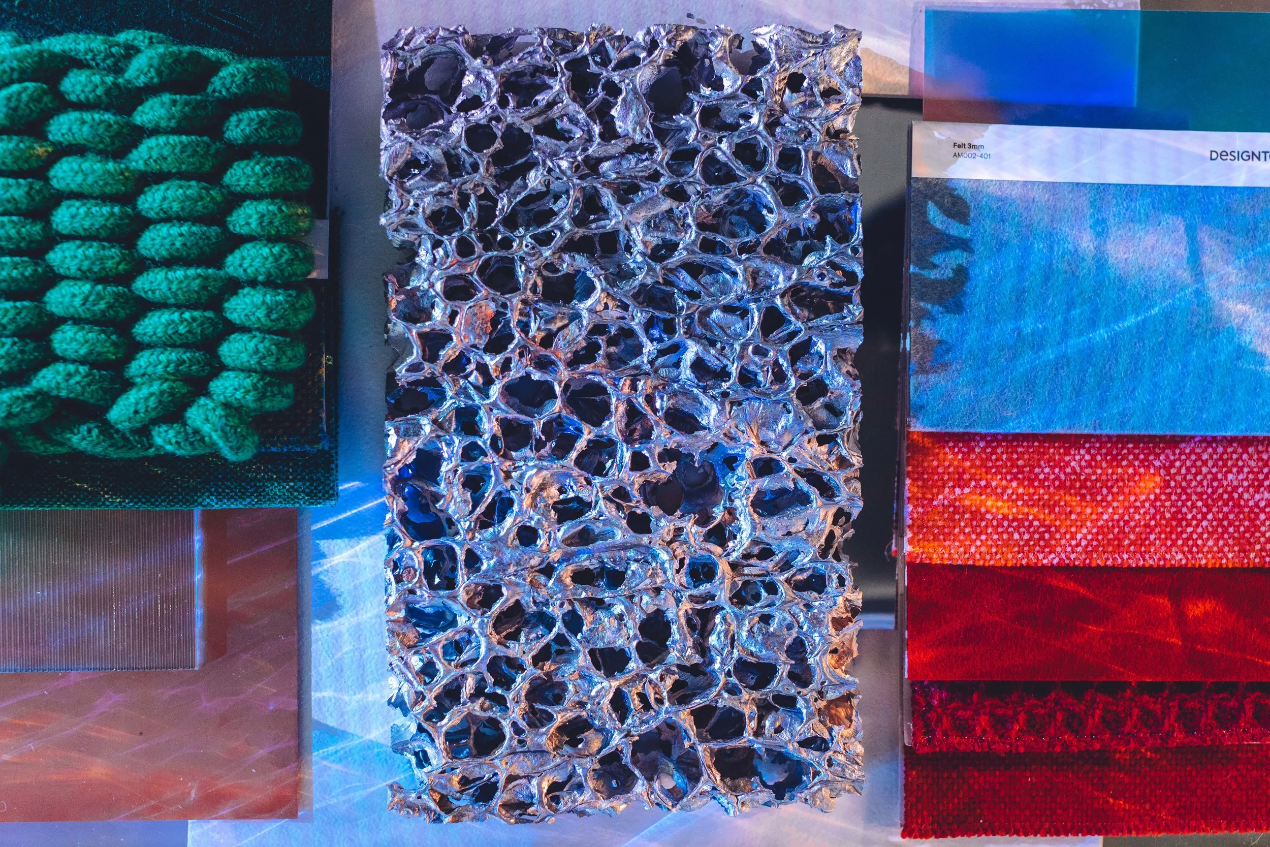 An abstract - materials from spaceships, spacesuits, and sensory pieces to allude to one’ journey to space.