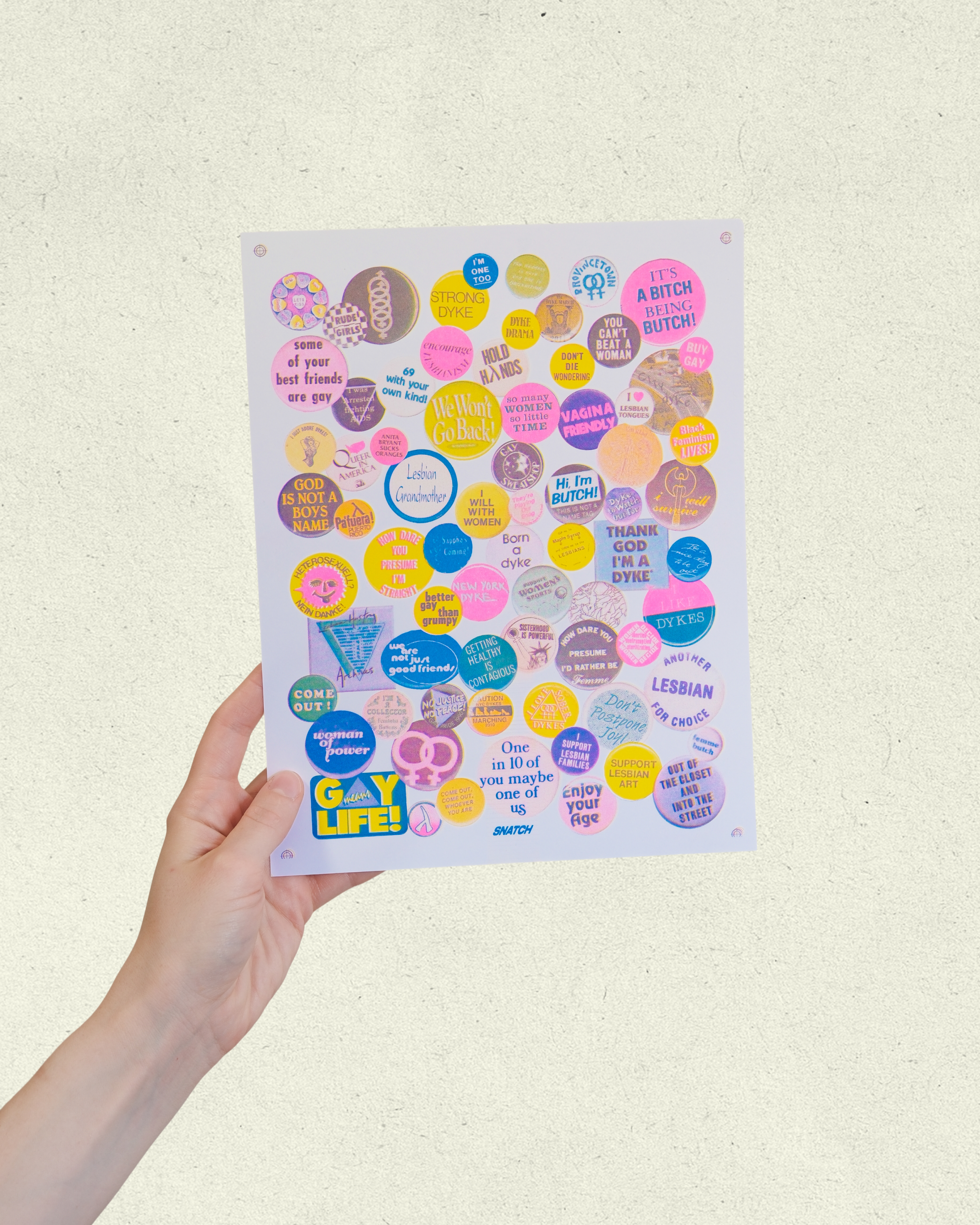 Lesbian Buttons Risograph Print