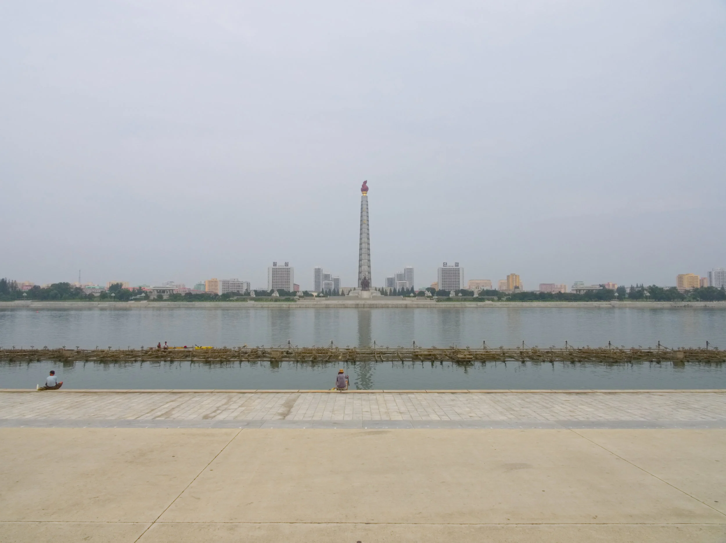 The Juche Tower across the Taedonggang River