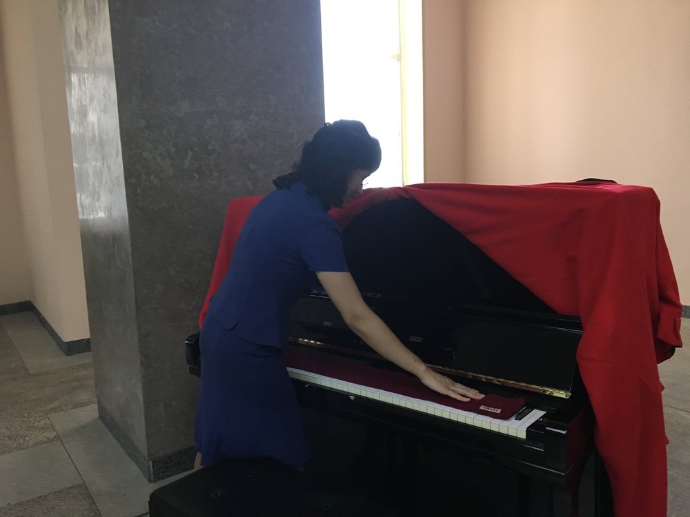  A Yamaha piano inside the library that I played on for a minute 