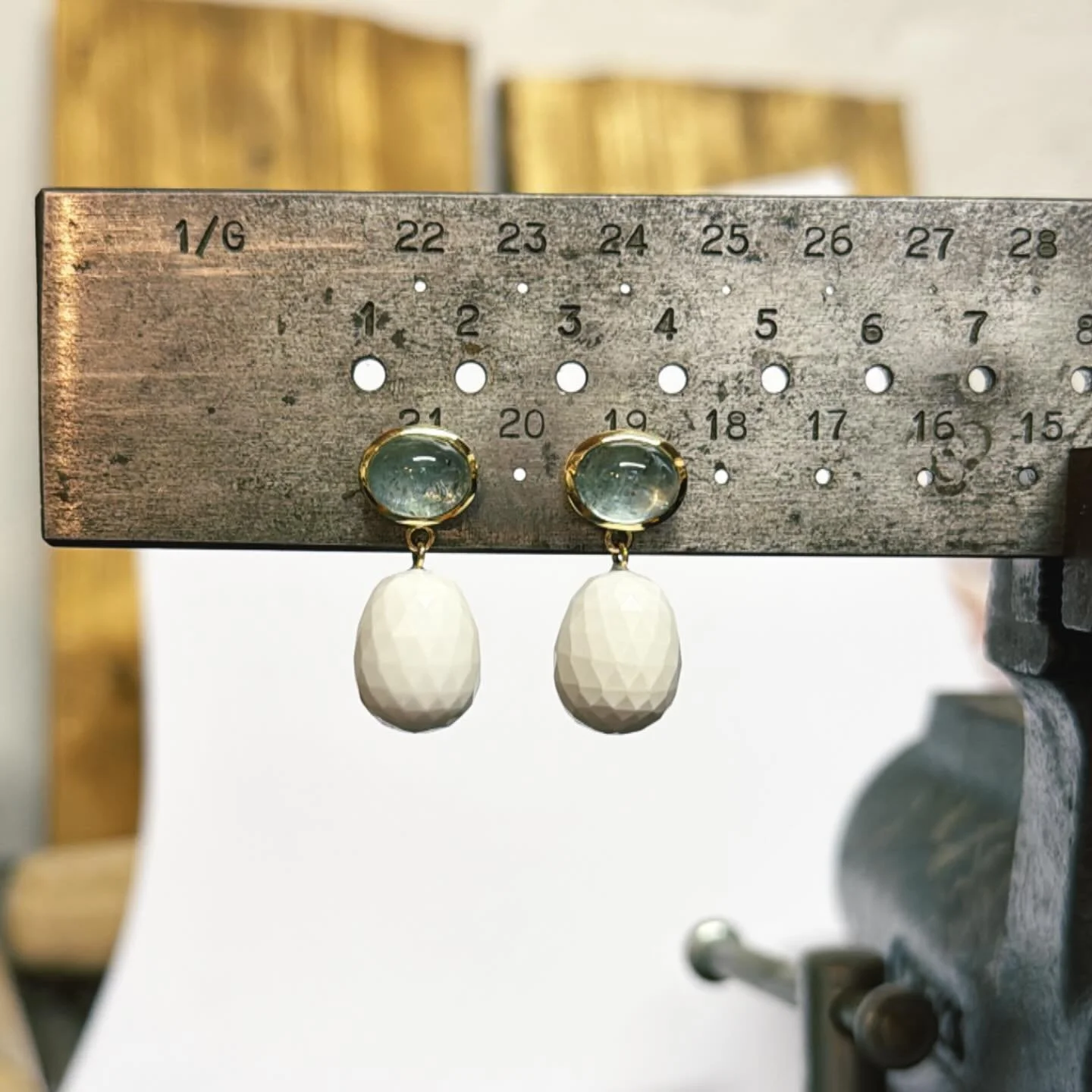 #aquamarine in #gold #earrings #jewellery #handmade from #alexakoleschjewellery