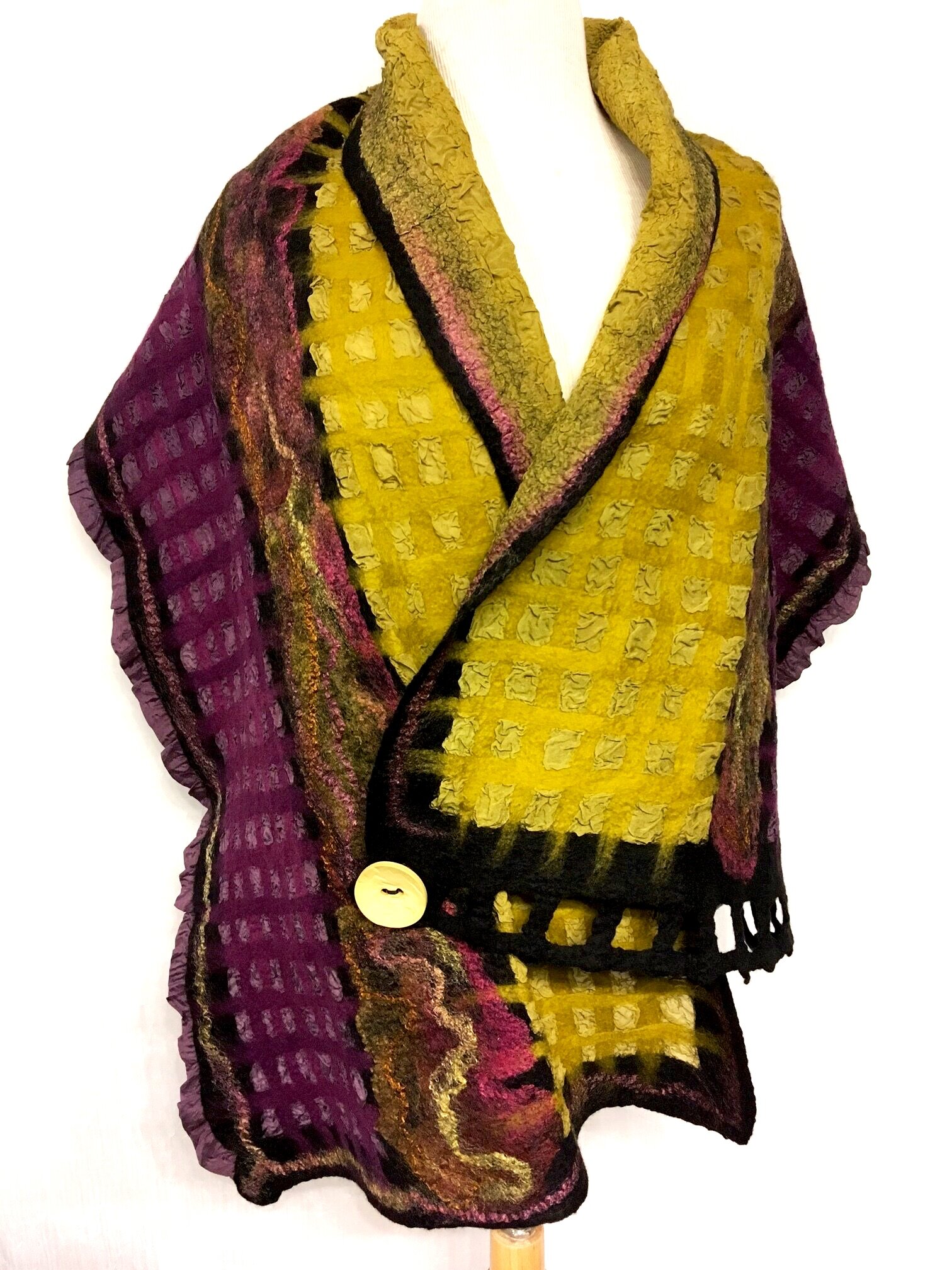 Shawl: $350, 20"x65", Nuno felt, silk & wool