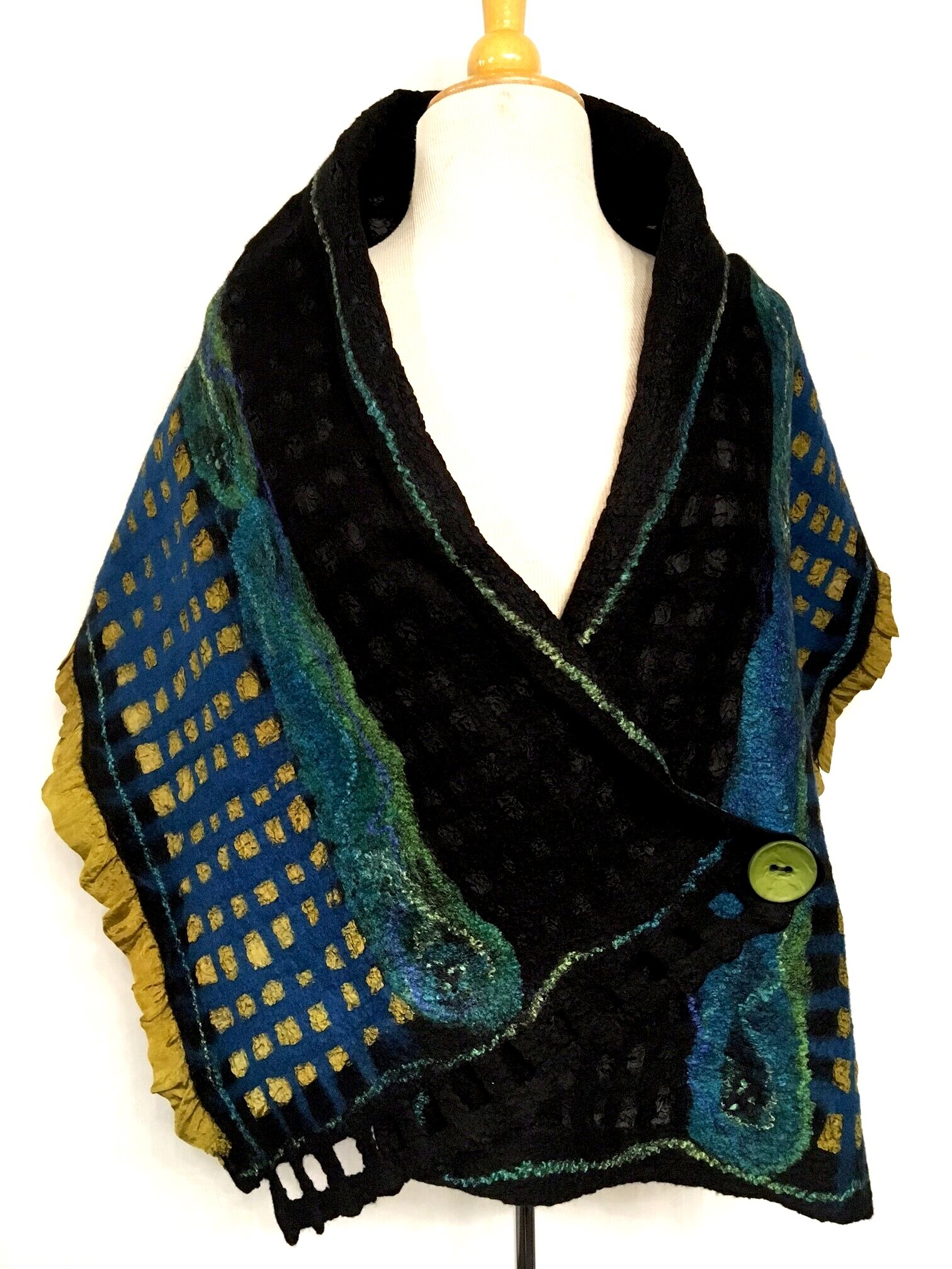 Shawl: $350, 16"x59", Nuno felt, silk & wool