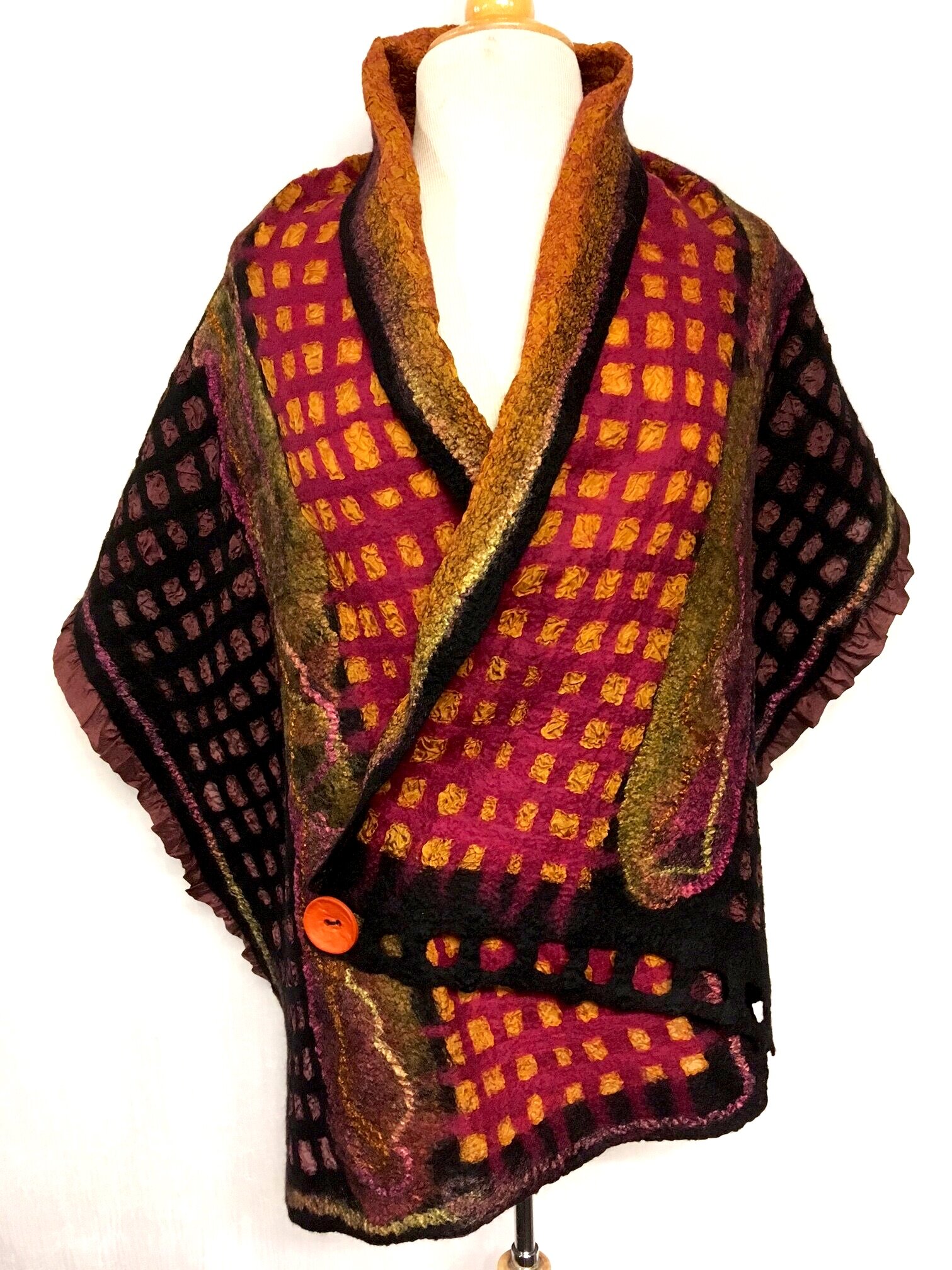 Shawl: $350, 20"x64", Nuno felt, silk & wool