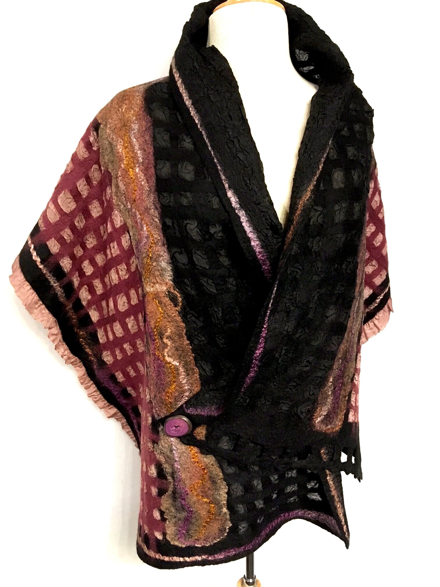 Shawl: $350, 20"x65", Nuno felt, silk & wool