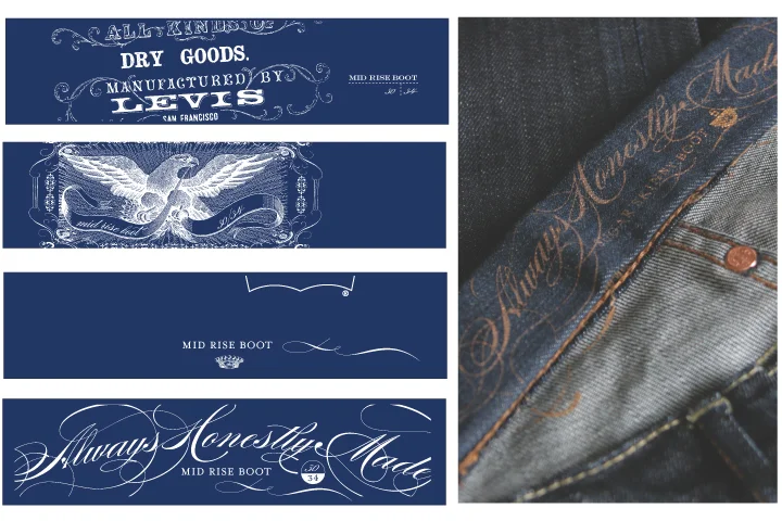 Interior Bottoms Label Interior label design for the middle tier denim line to be implemented on products globally.