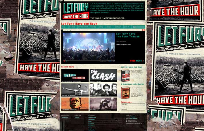 Website for Let Fury Have the Hour, a documentary about The Clash. Poster by Shepard Fairey.