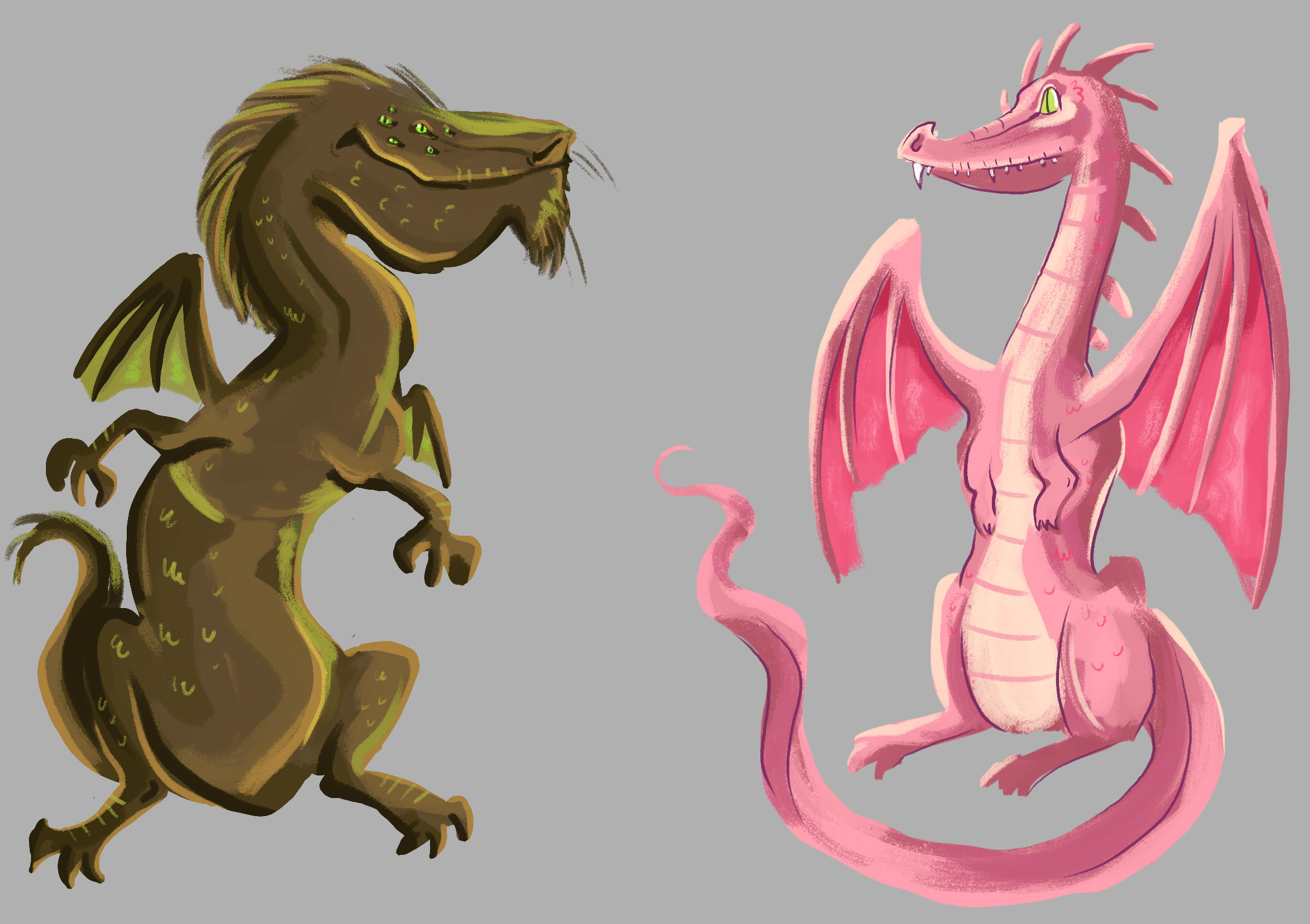 Brown and Pink Dragons