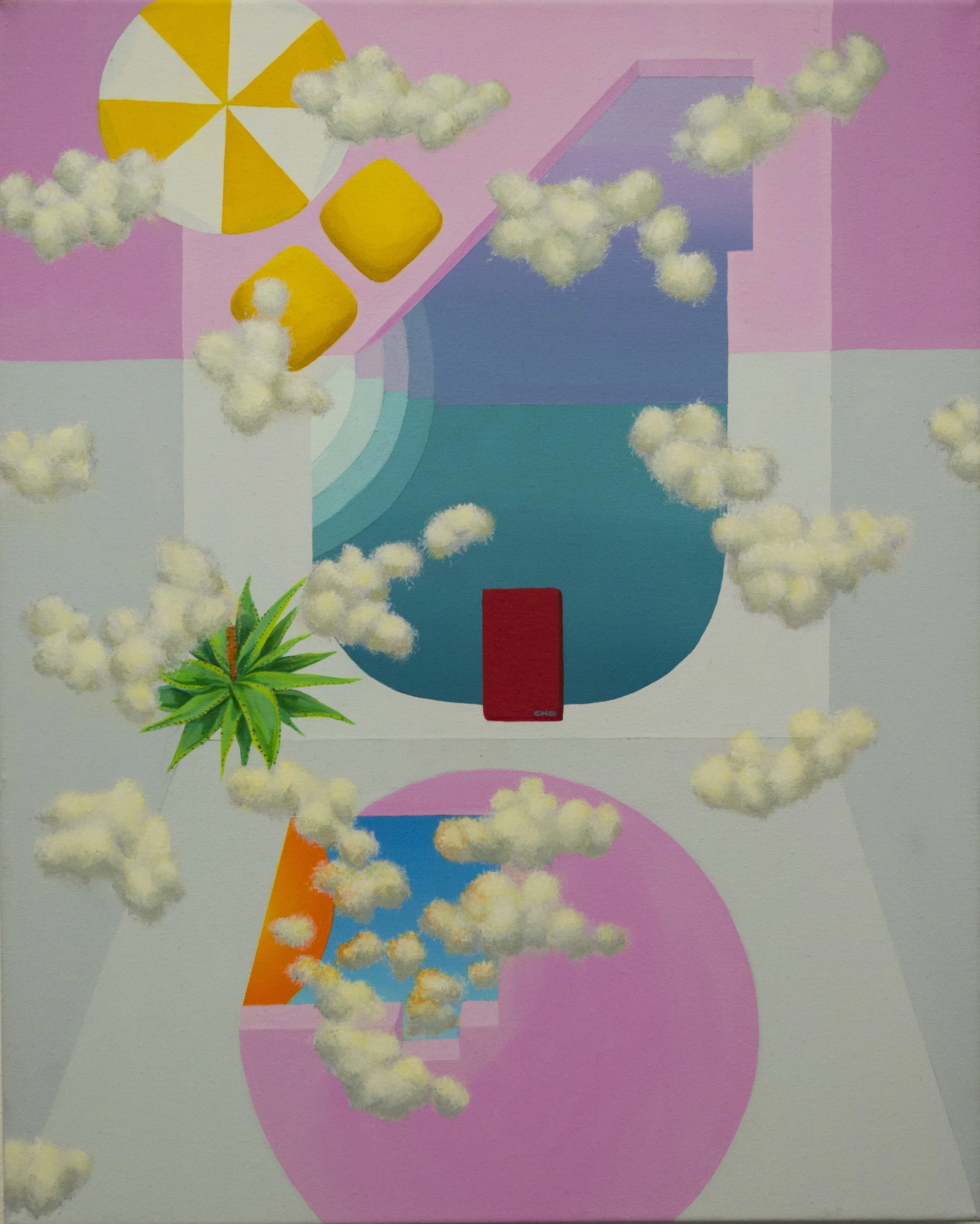 Roof with pool (2015) 20”x16” Acrylic on canvas $500