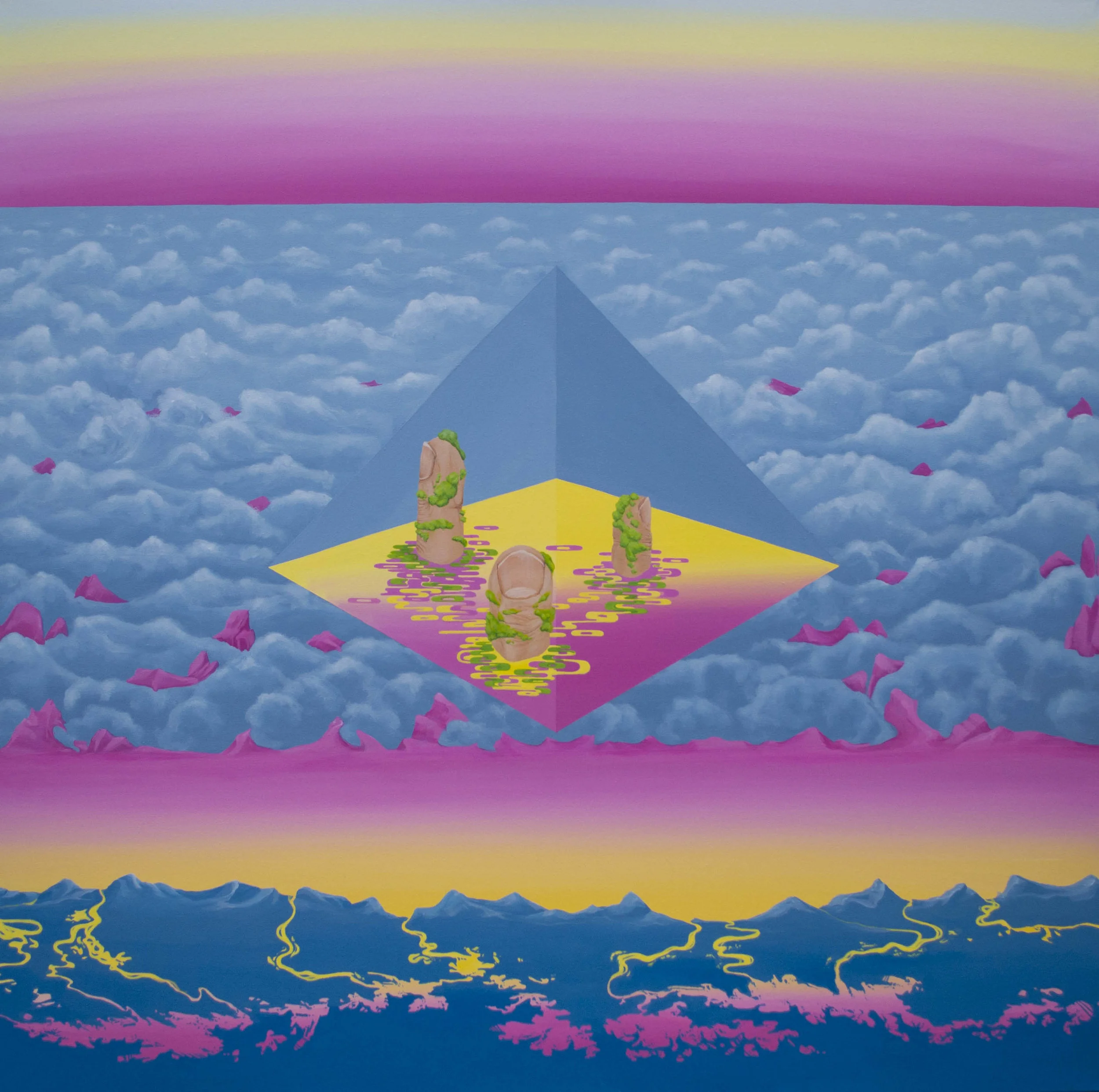 Pyramid fingers (2016) 44”x44” Acrylic on canvas $700
