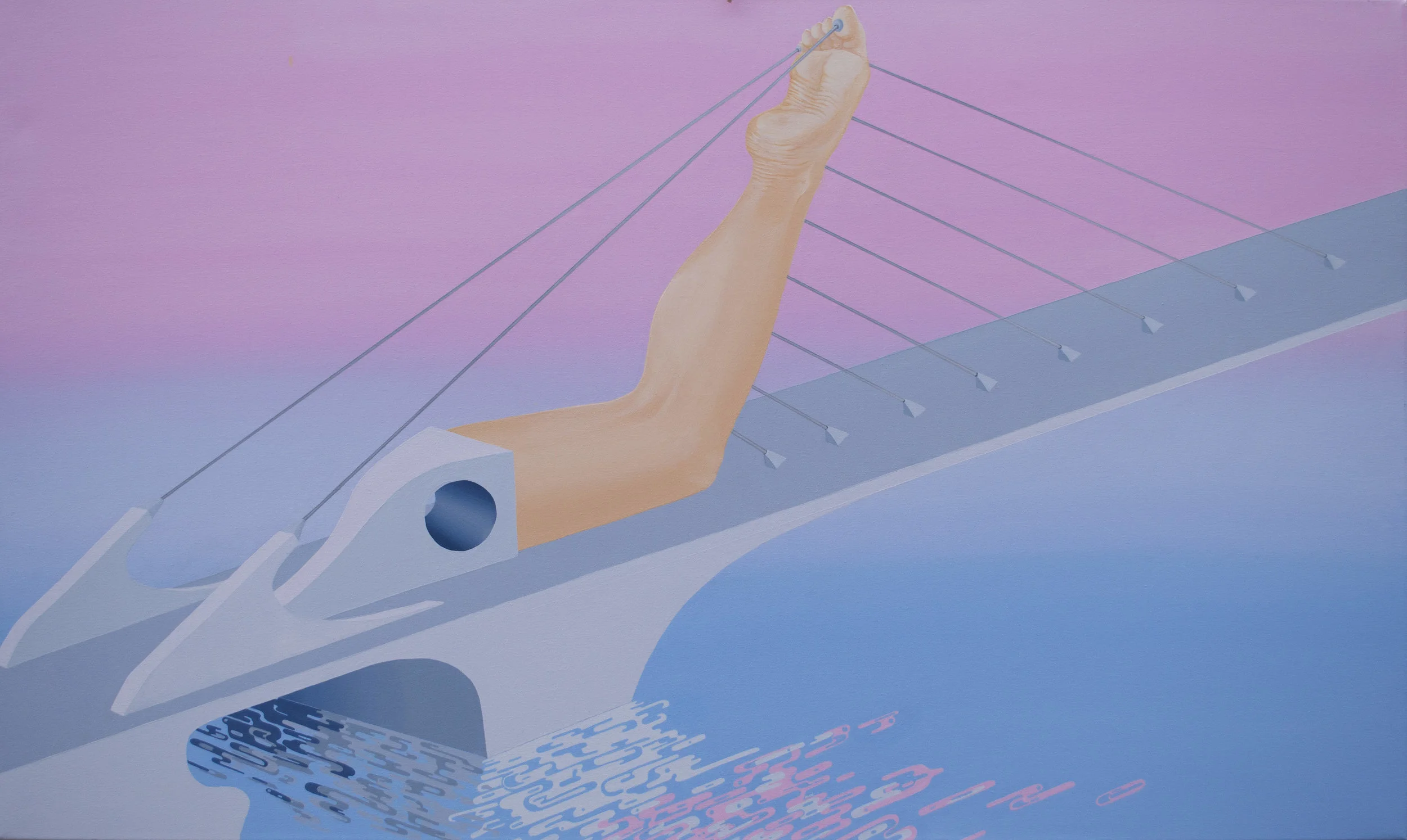 Leg/Bridge (다리) (2016) 30”x40” Acrylic on canvas Private collection