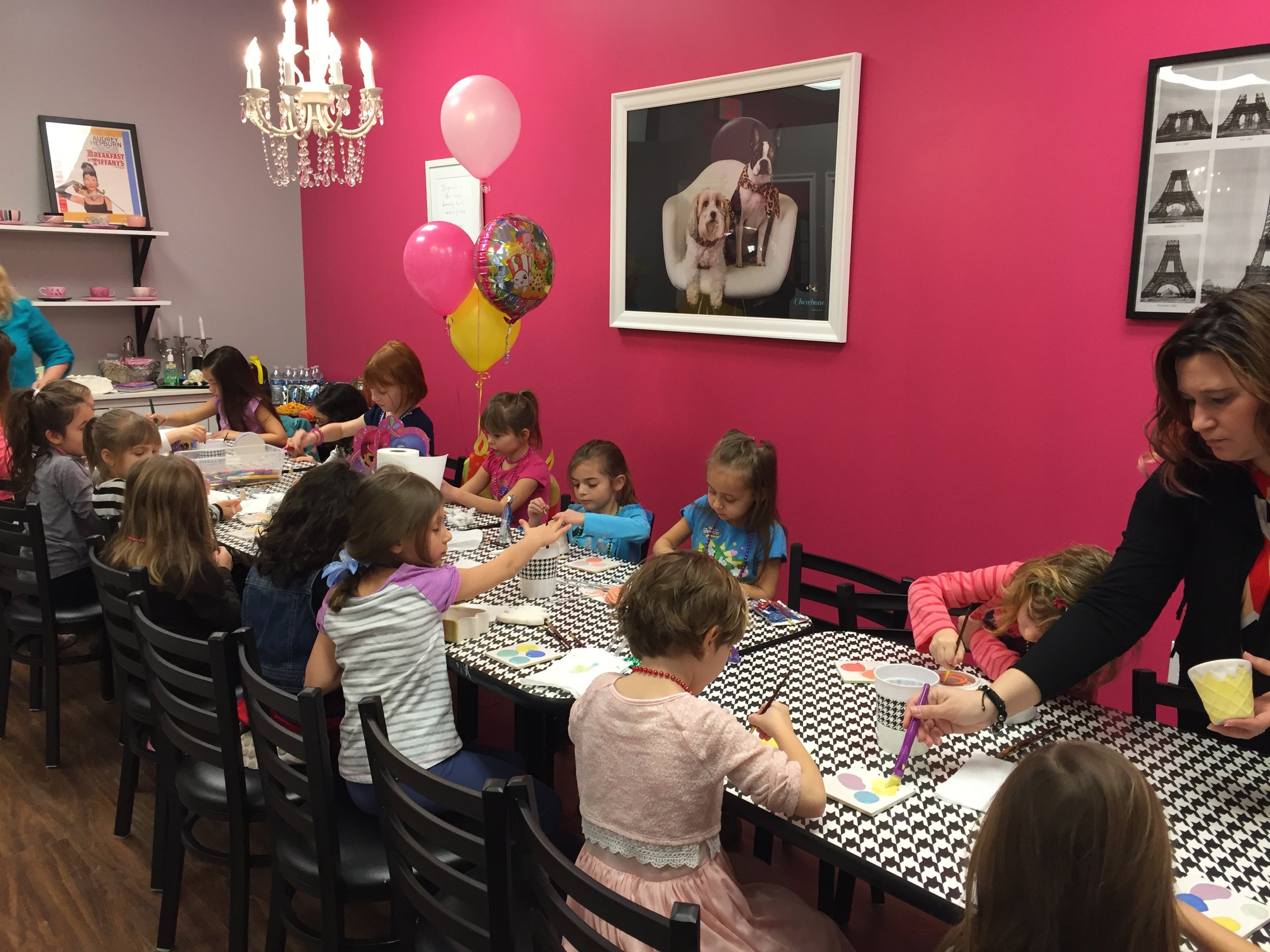 Our party room can comfortably accommodate 14 guests.