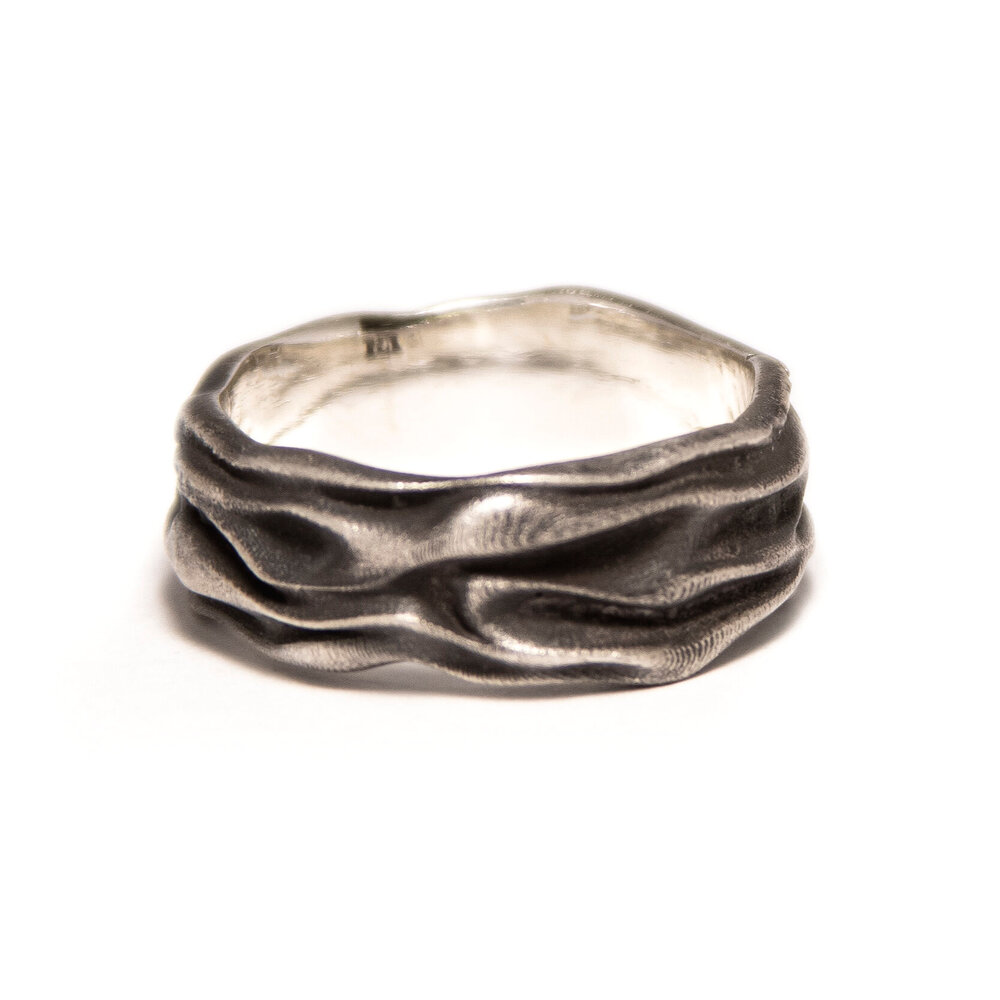Silver Cloth Wedding Band - in Sterling Silver