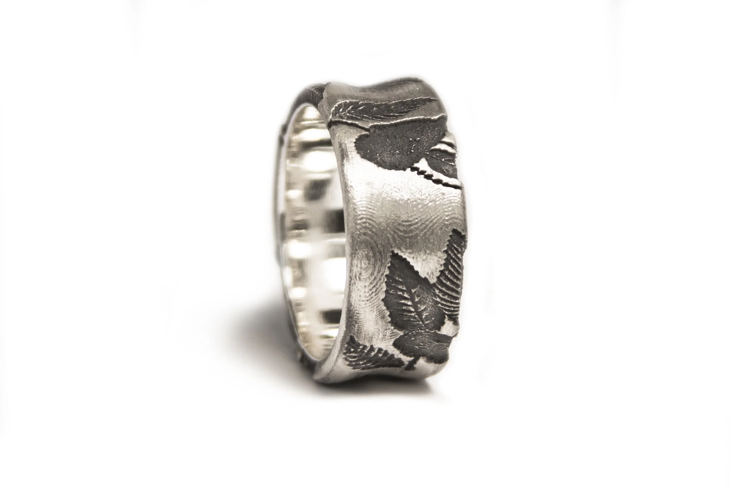 Sterling Silver Leaf Impressions Ring – Organic Nature-Inspired Design