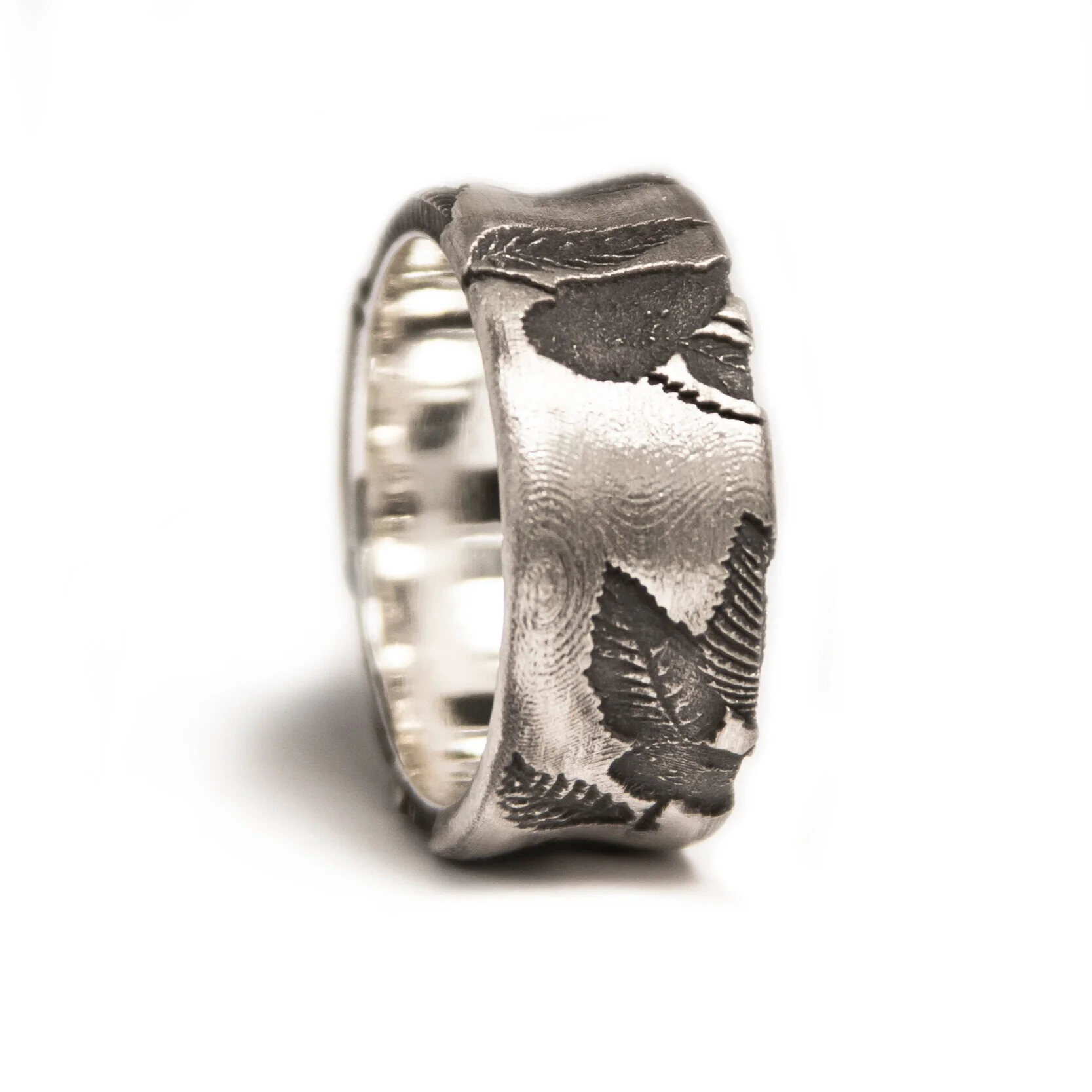 wide ring with leaf impressions