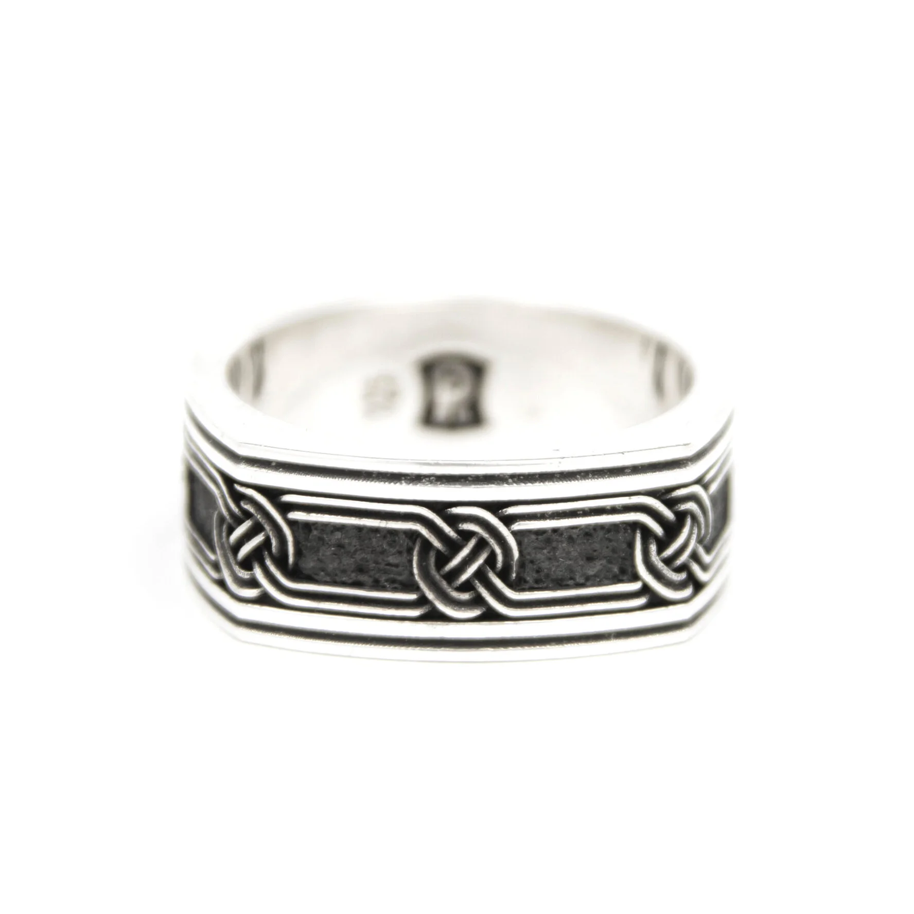 Silver celtic square wedding band