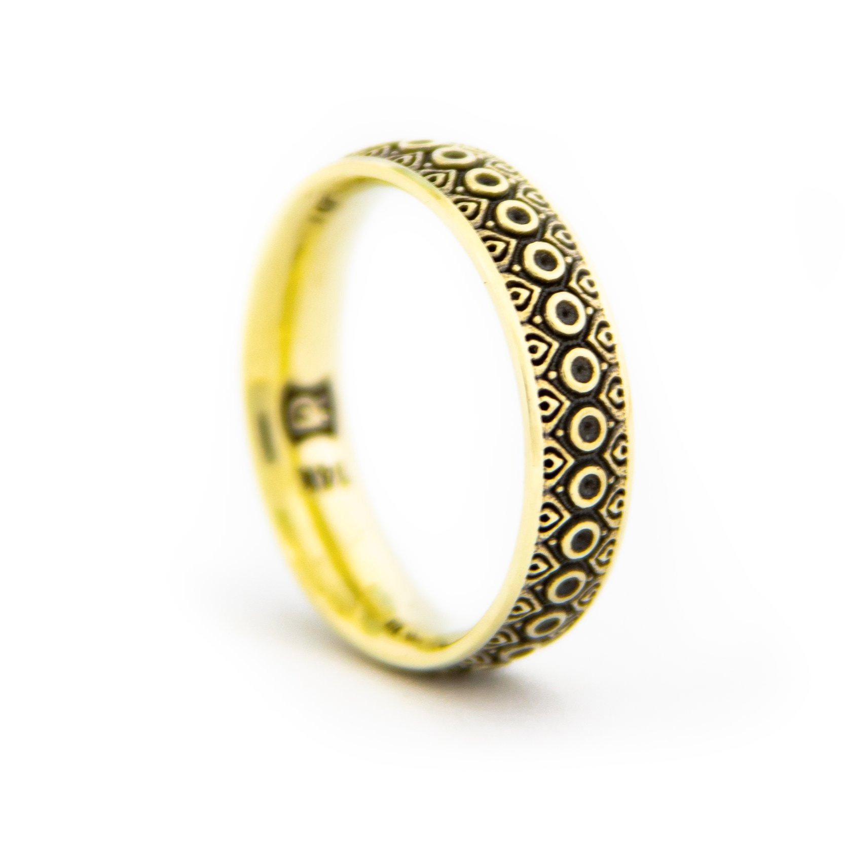 14k gold nature wedding band