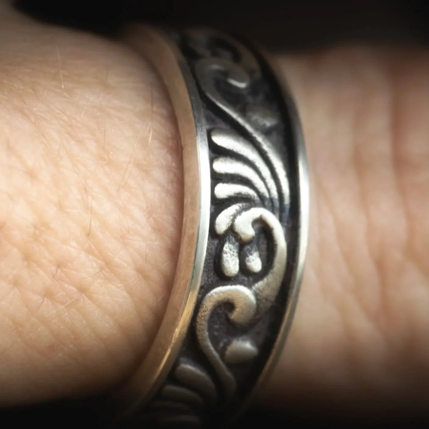 Geek Silver Ring on Finger