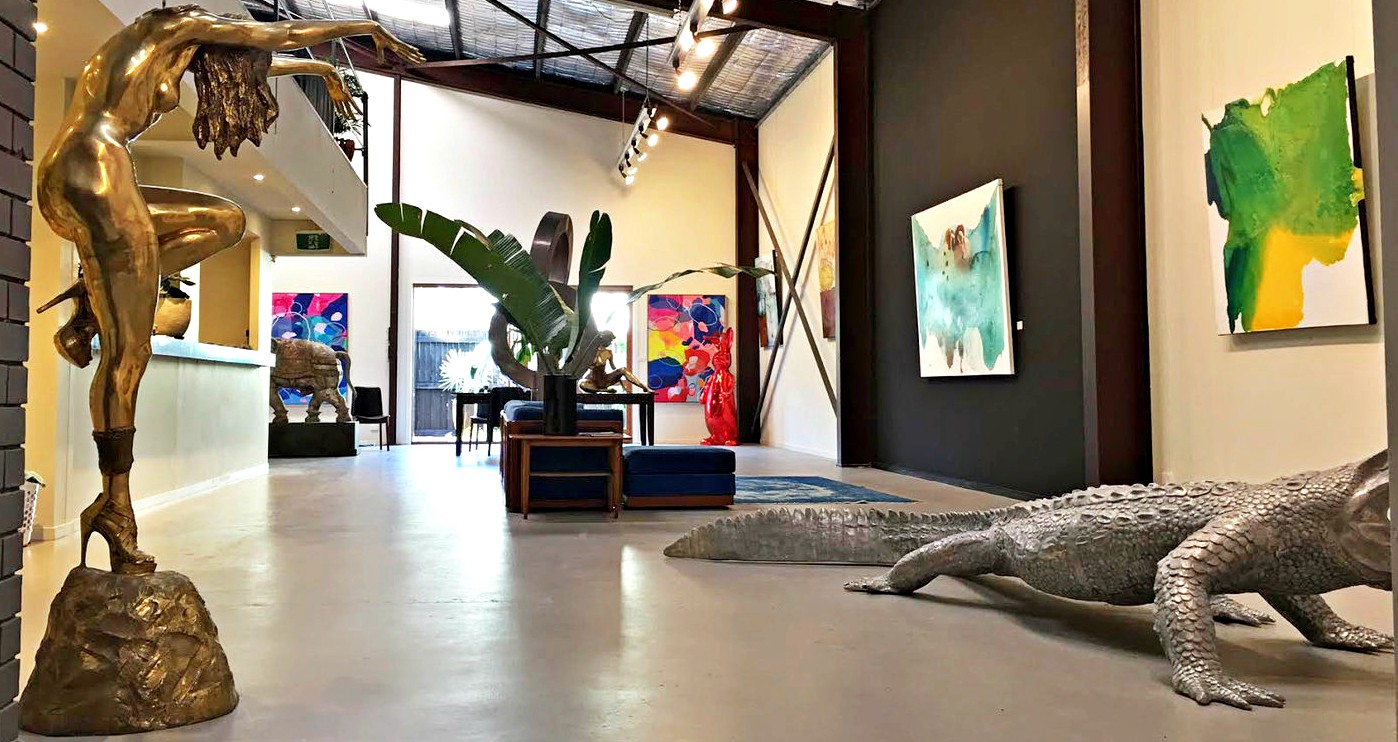 Abstract Art and Lifesize Sculpture