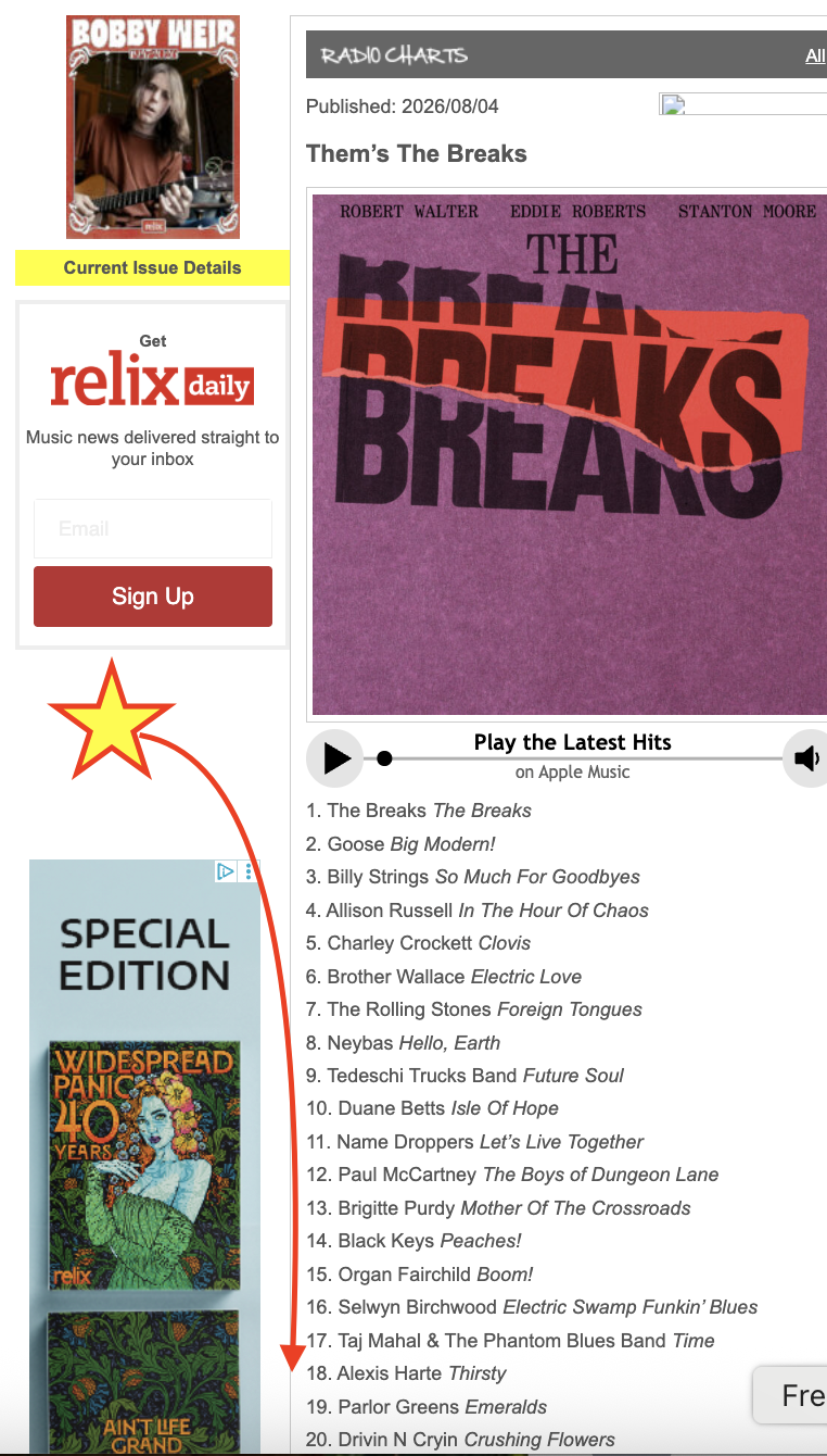 #18 on Jambands Radio Chart last week!