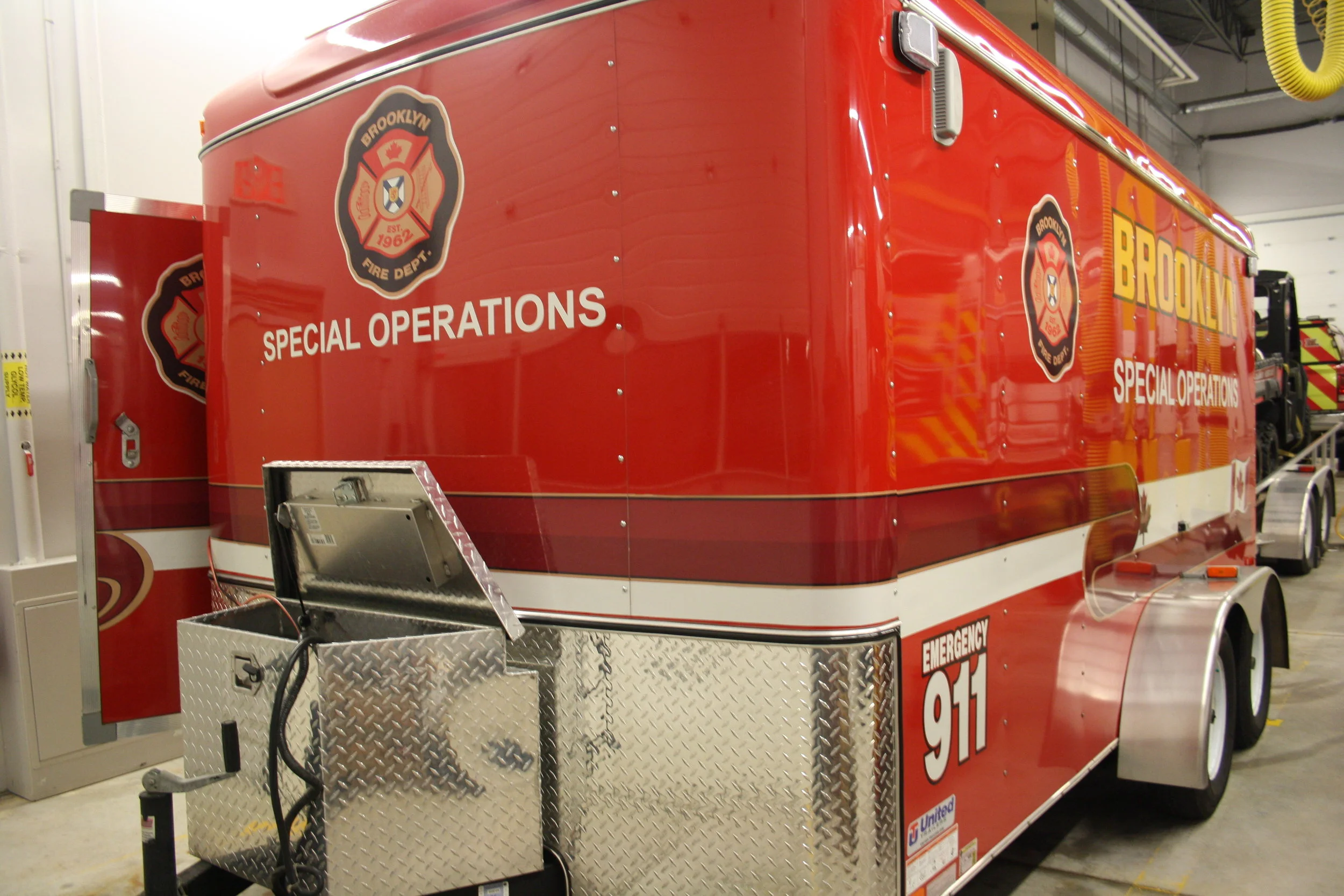 Special Operations Trailer carries Ice and Water rescue equipment.