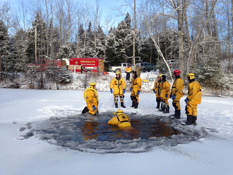 BFD members taking part in ice rescue training. Winter 2017 