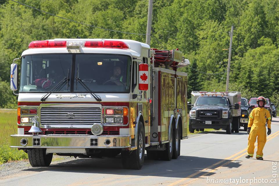  Pumper Tanker 4 on scene of a Logging Equipment fire in Hantsport. Summer 2016 