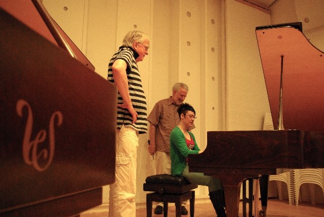 With Stuart and Sons piano maker Wayne Stuart and Gerard Willems at the Stuart and Sons Factory in Newcastle via www.sillywhatwell.weebly.com