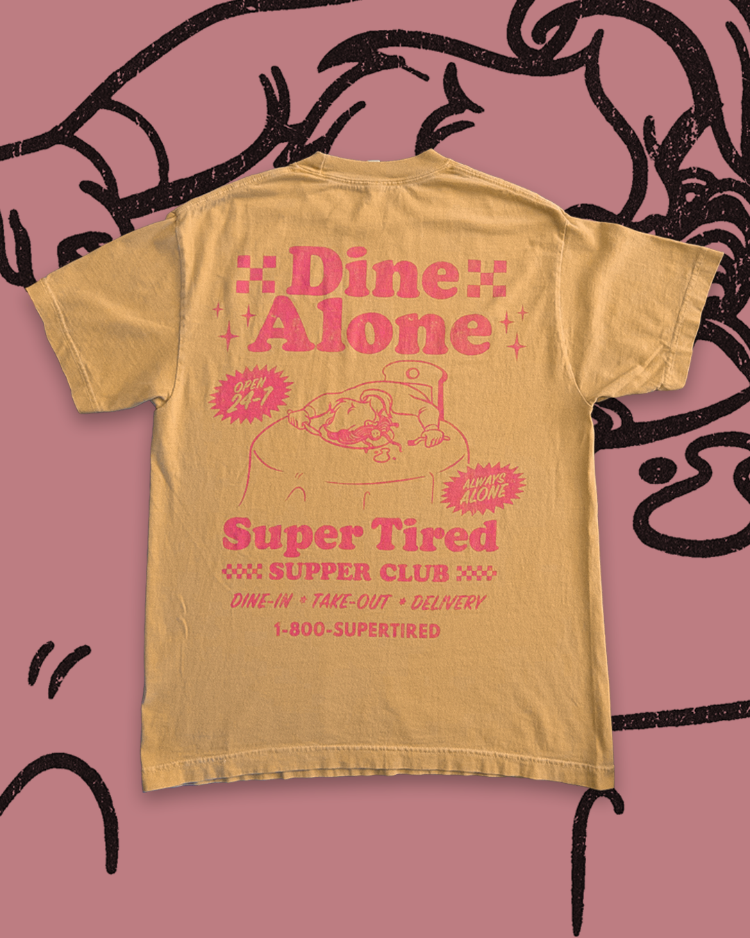 Dine Alone Tee (Faded Mustard)