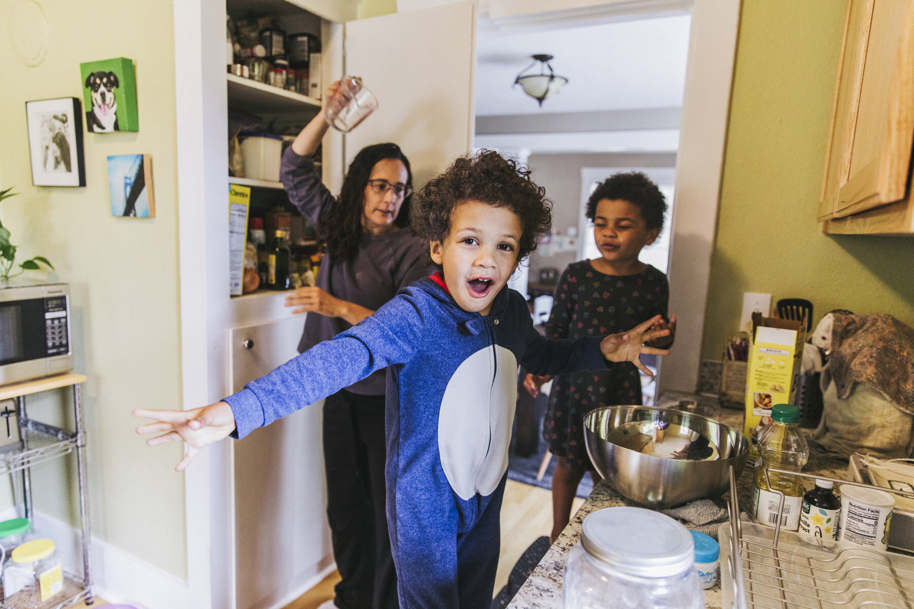 Weekend meal prep is often a group effort.