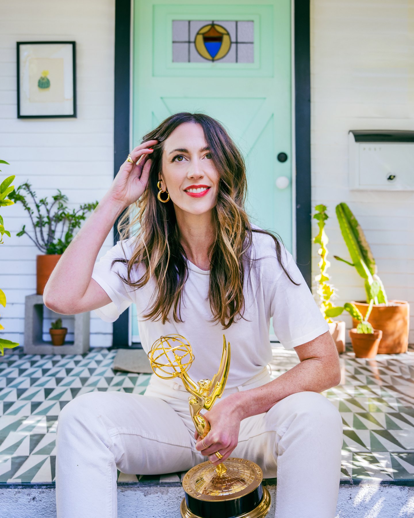 Laura Zempel photographed on her front porch in Atwater Village, Los Angeles.