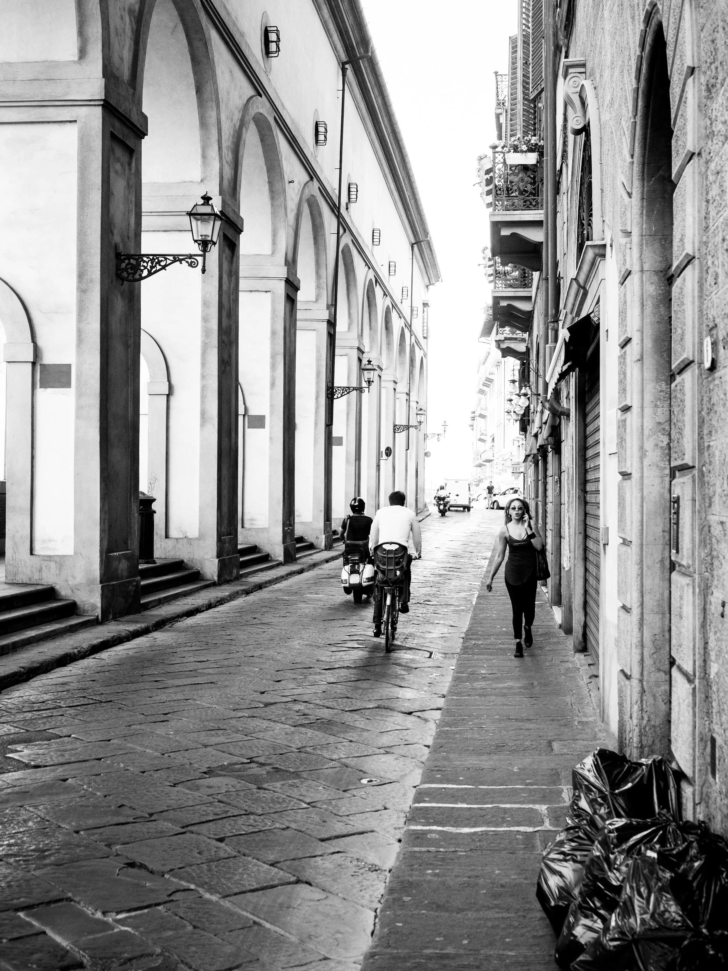 Riding to work along the Arno river, Florence
