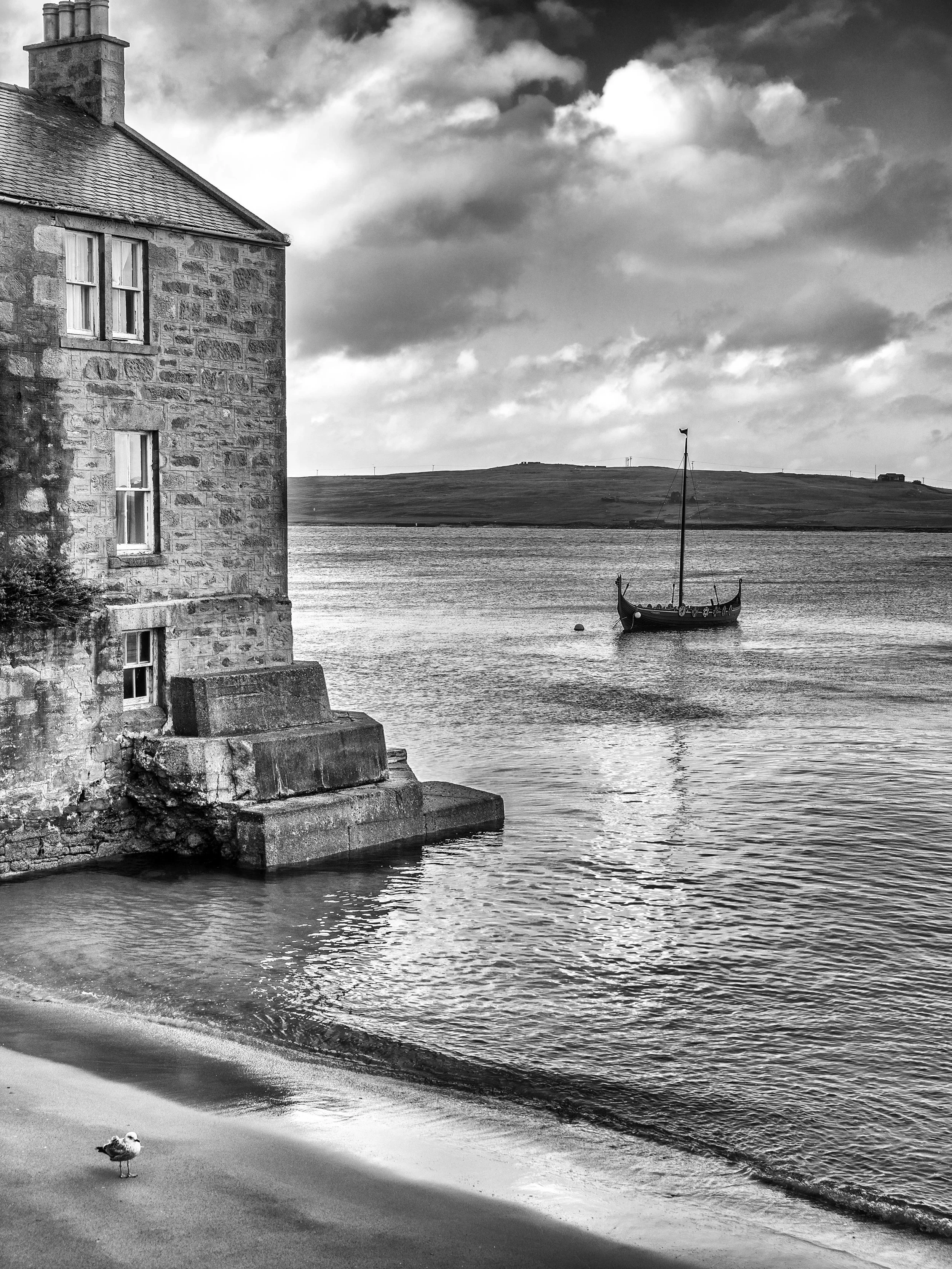 Lerwick Harbour and ‘Viking’ ship