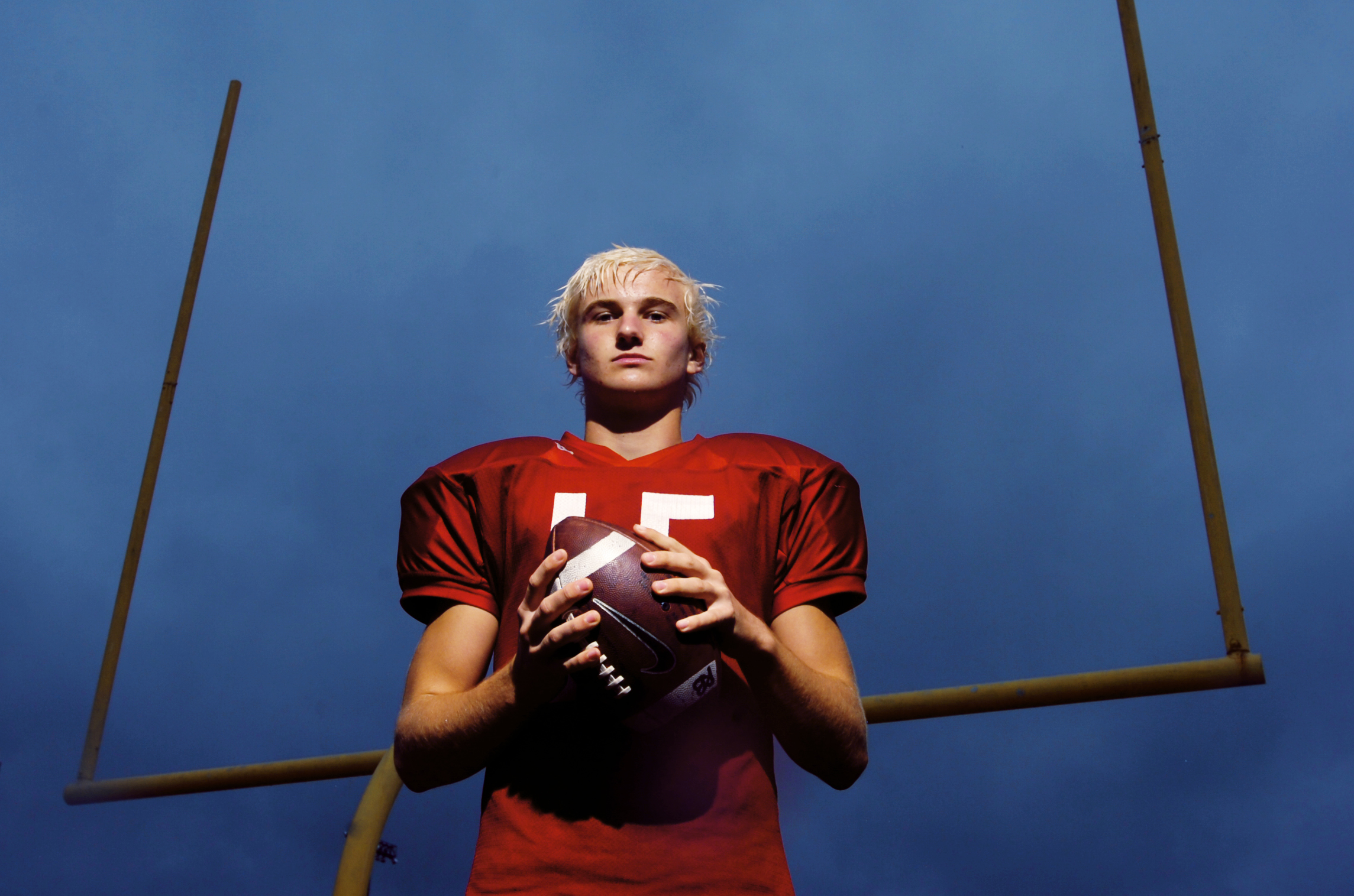 Aubrey High School senior kicker Evan Moore, Wednesday, October 30, 2013, in Aubrey, TX. 