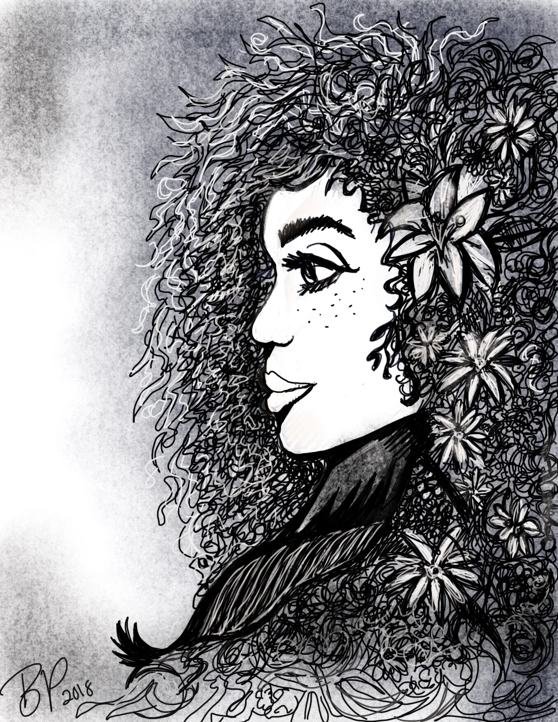 Wild Hair Nature Beauty - Drawing