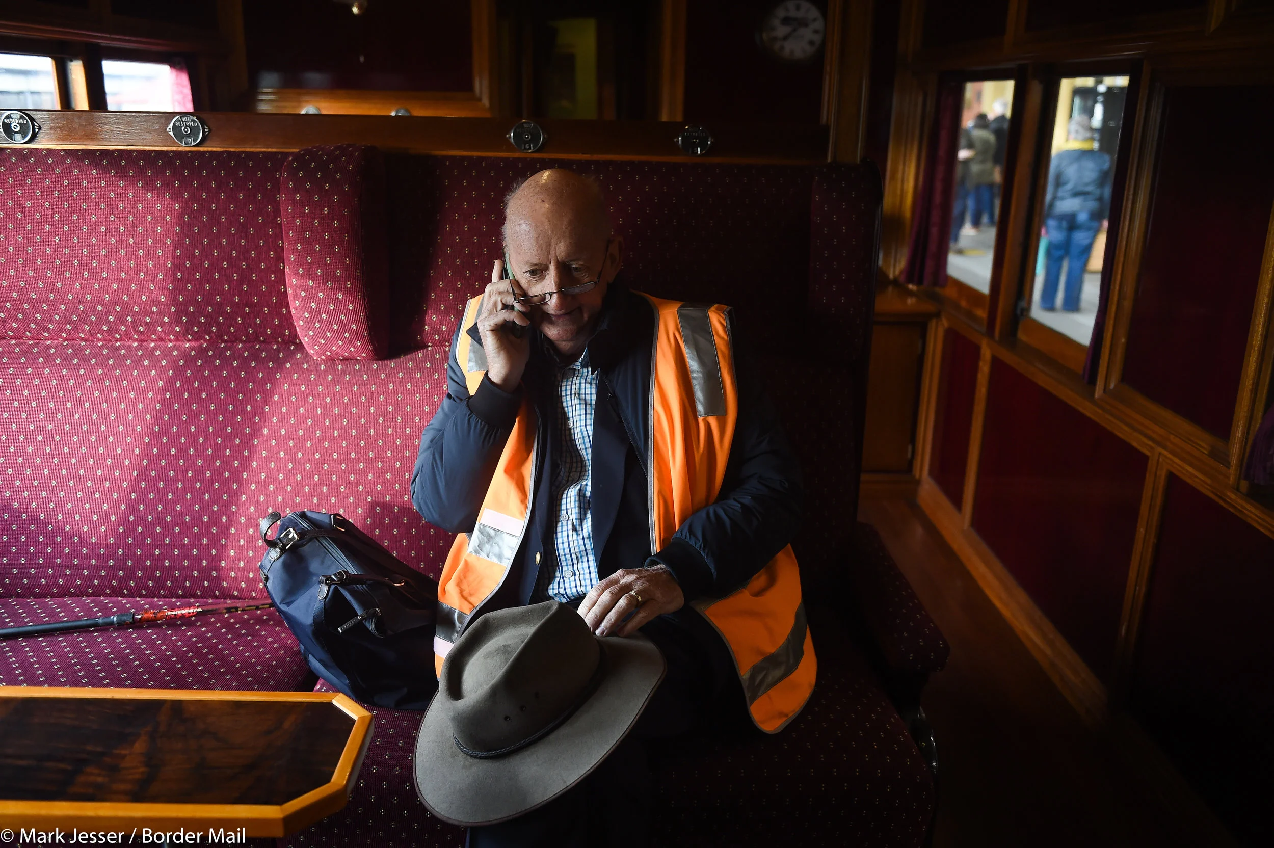 (Photo Mark Jesser) Boree Creek.
Riverina Spirit for Tim Fischer ran by Lachlan Valley Railway, fundraiser for the Albury Wodonga Regional Cancer Centre Trust. - Tim Fischer on the phone to the ABC