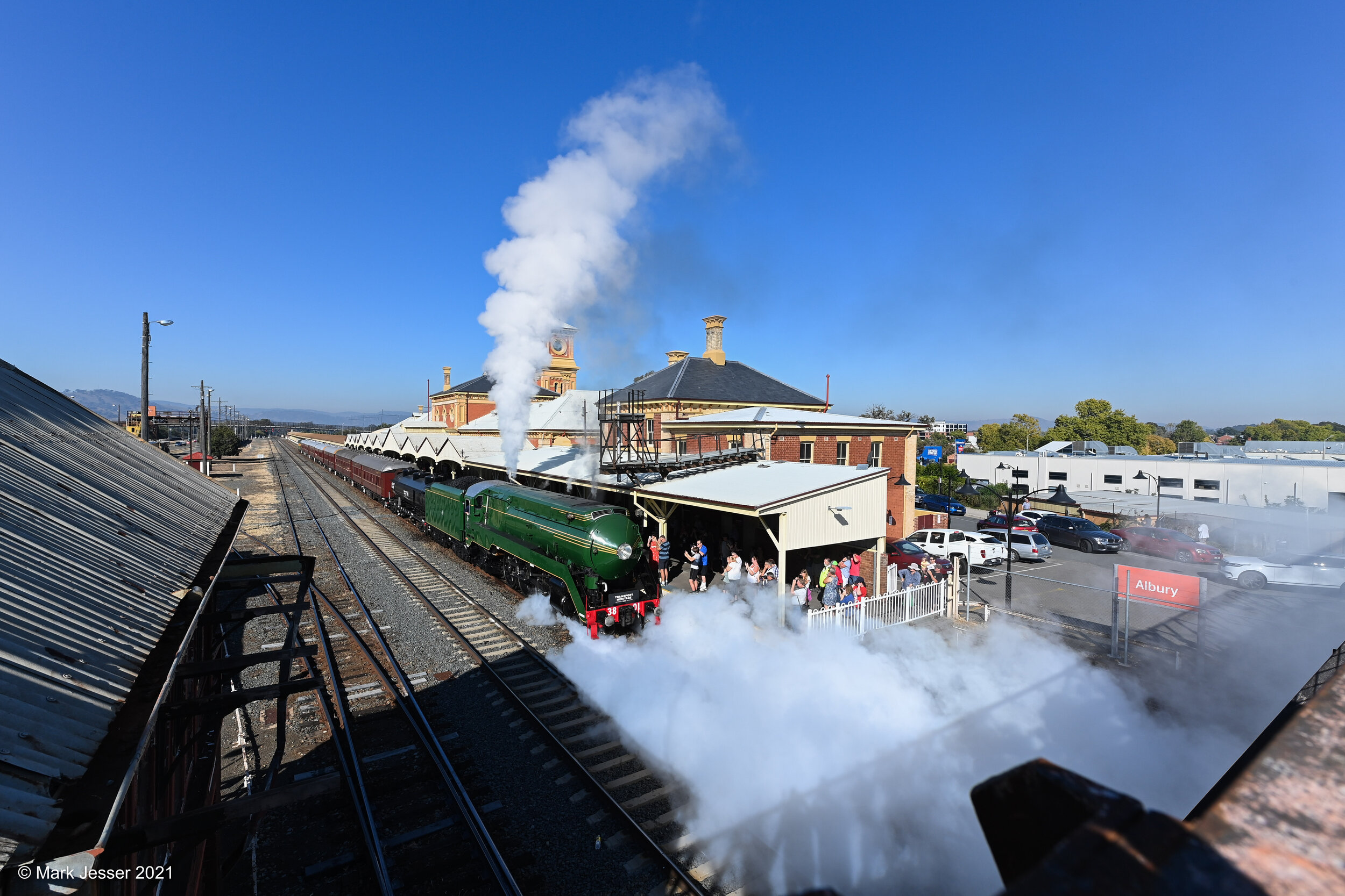  (Photo Mark Jesser) Albury.Tourist steam train 3801 visits Albury for the easter long weekend doing train trips to Gerogery and return. 