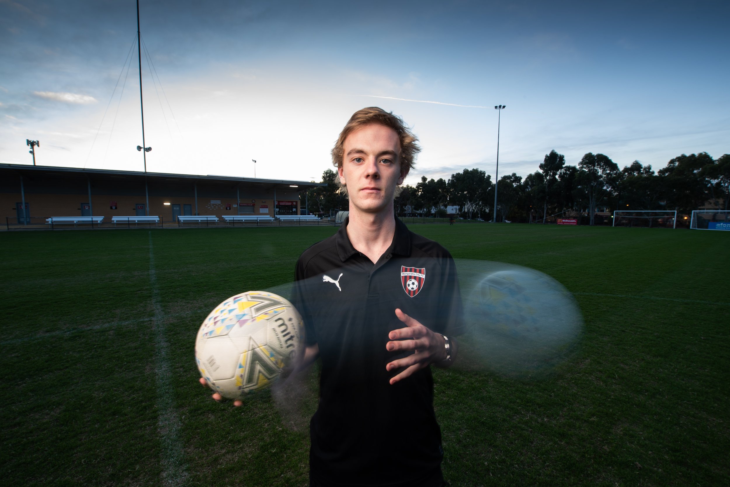  (Photo Mark Jesser) Wodonga. Wangaratta's Jordan Hore for a feature interview as part of Saturday soccer previews. He played for Murray United before their senior set-up folded and is now doing well in the AWFA competition. 